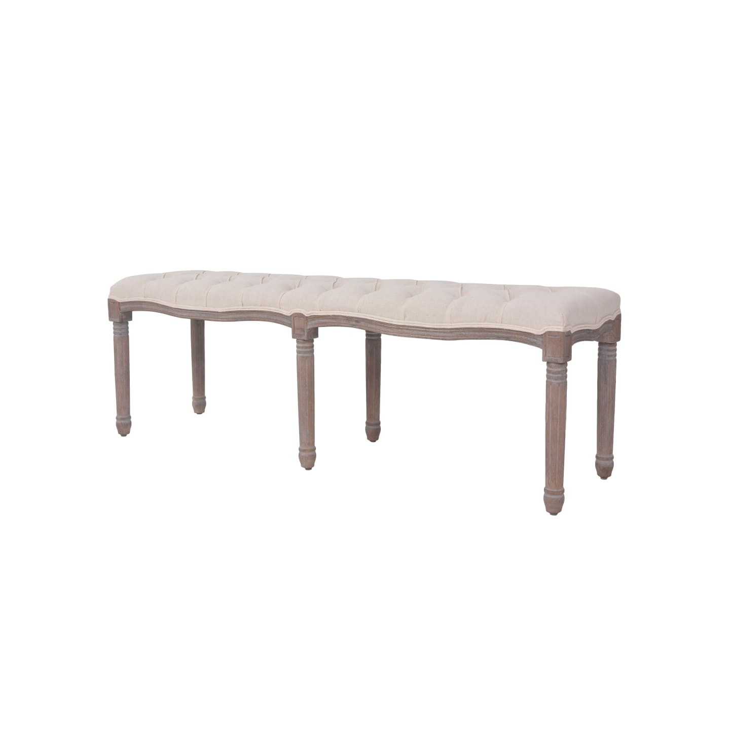 Banc Lin Bois massif 150 x 40 x 48 cm Blanc crème