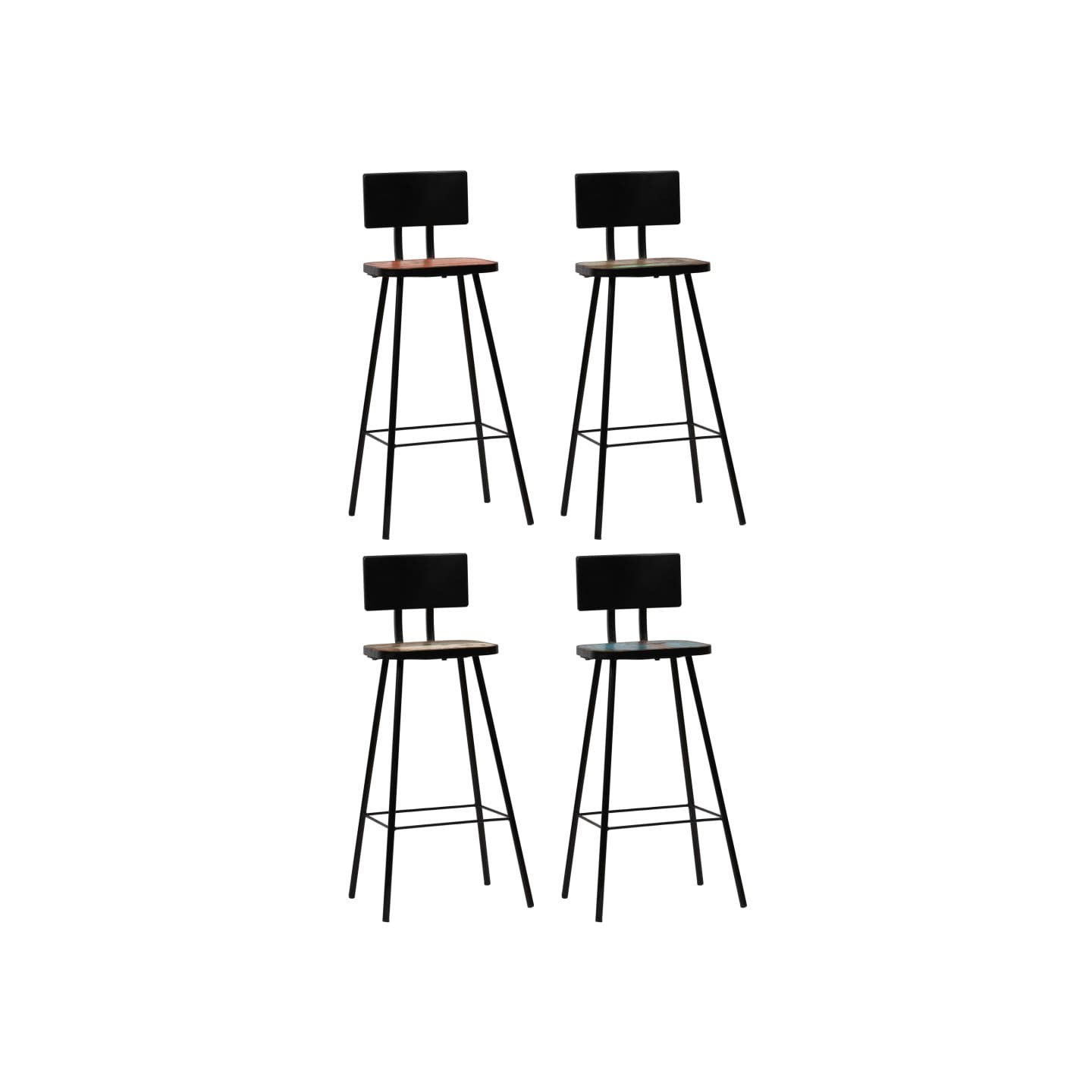 Tabourets de bar lot de 4 bois massif de récupération