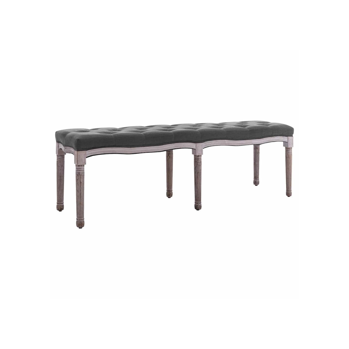 Banc Lin Bois solide 150x40x48 cm Gris foncé