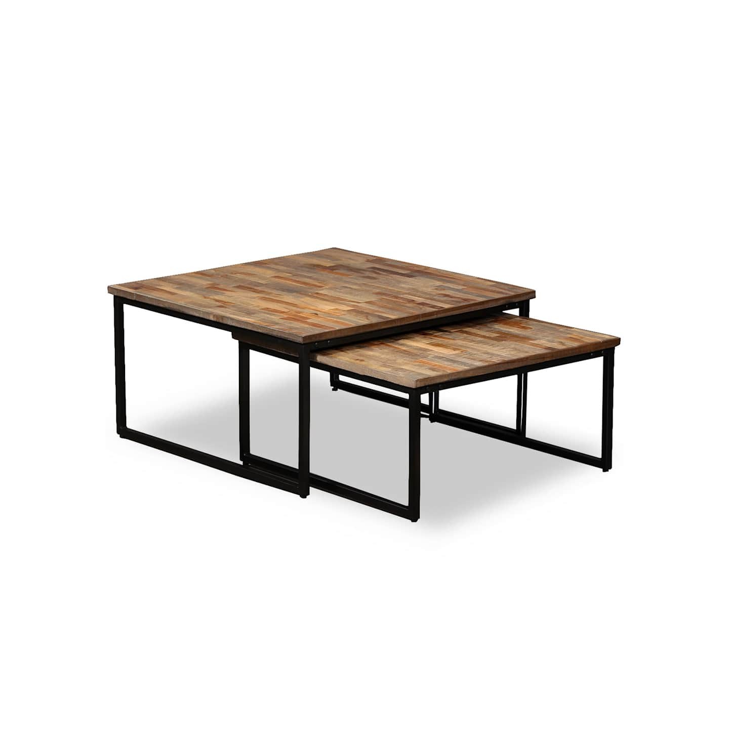 Ensemble de table basse gigogne 2 pcs Teck massif récupération