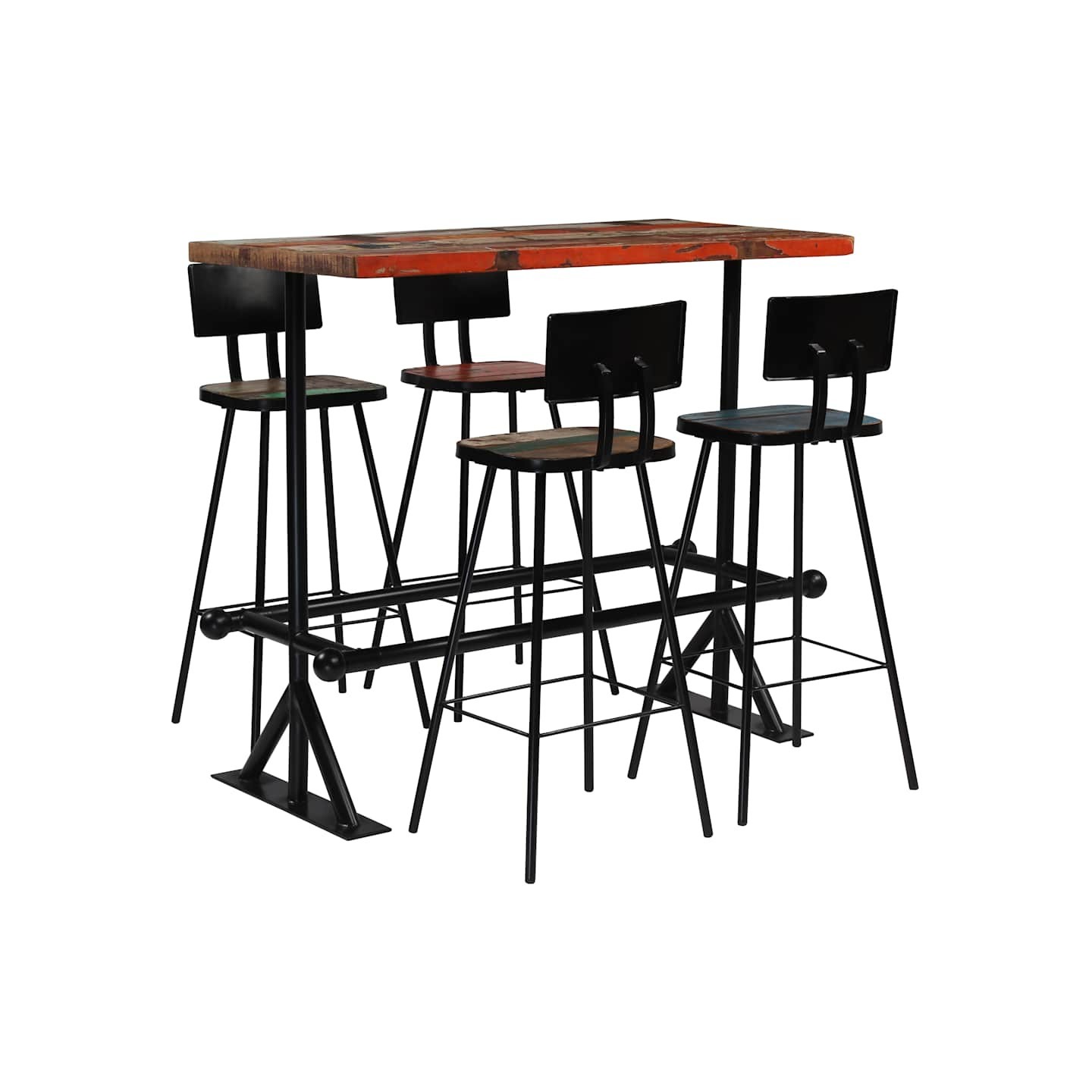 Mobilier de bar 5 pcs Bois de récupération massif Multicolore
