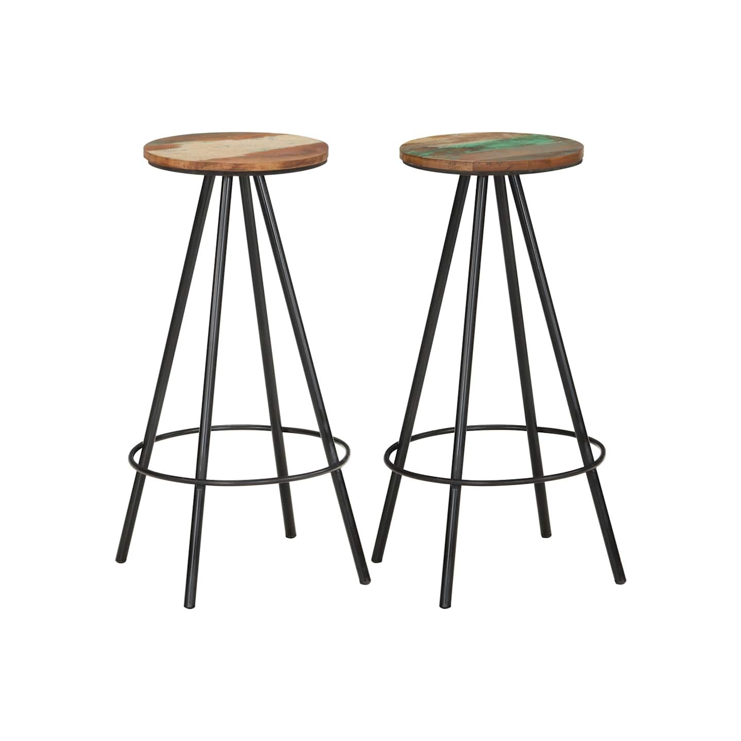 Tabourets de bar lot de 2 bois massif de récupération