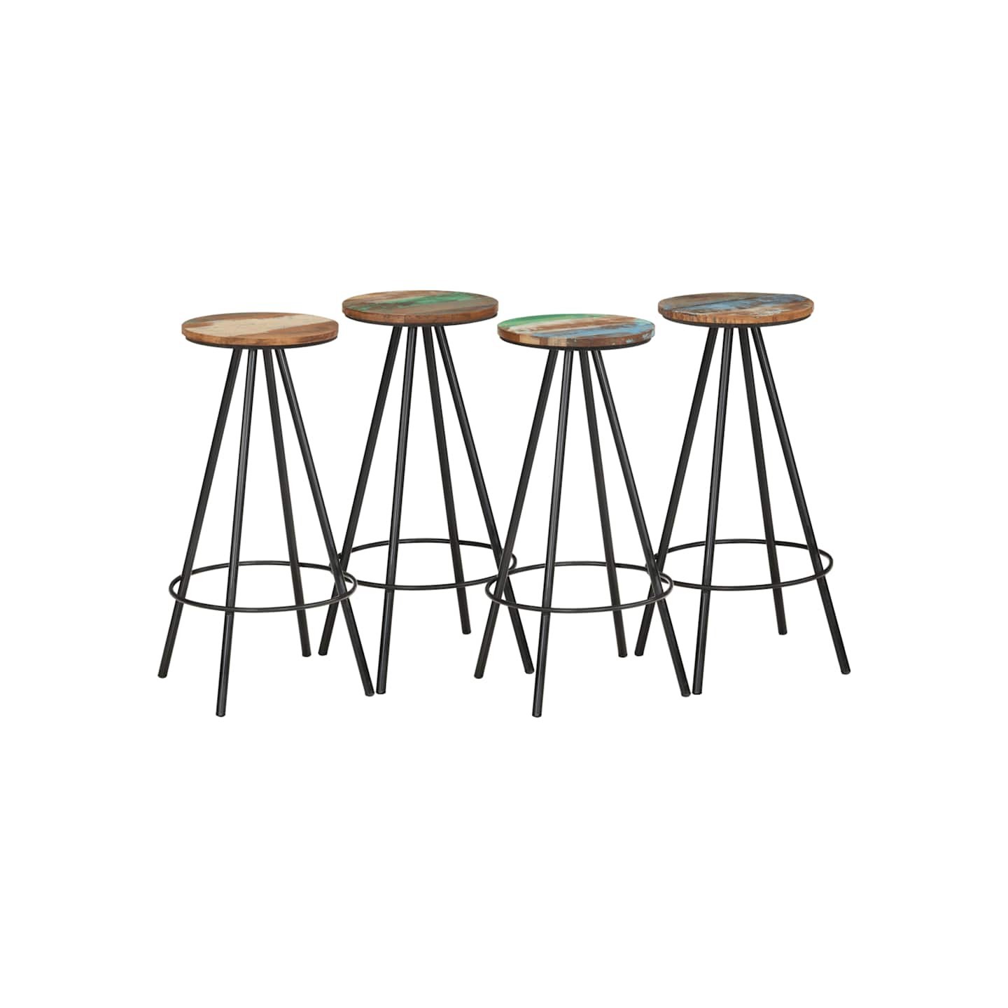 Tabourets de bar lot de 4 bois massif de récupération