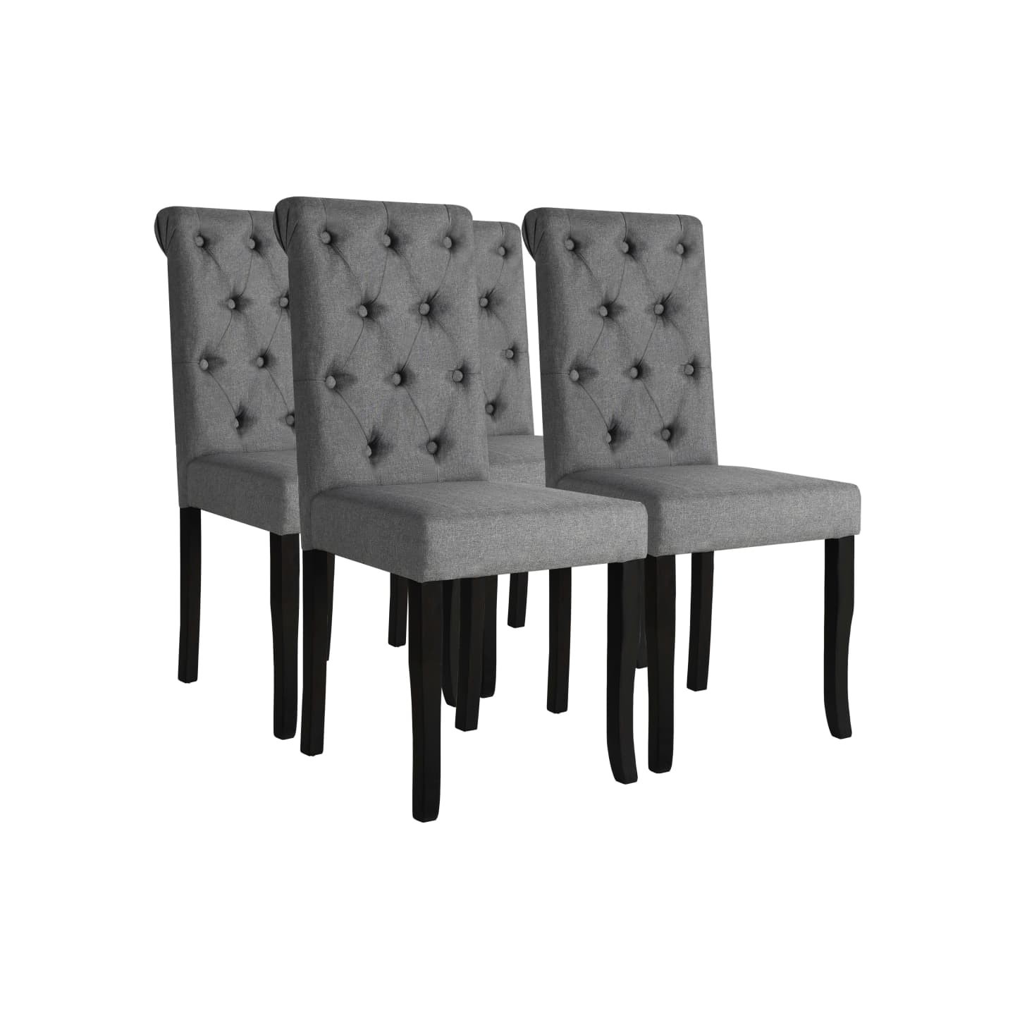 Chaises à manger lot de 4 gris foncé tissu