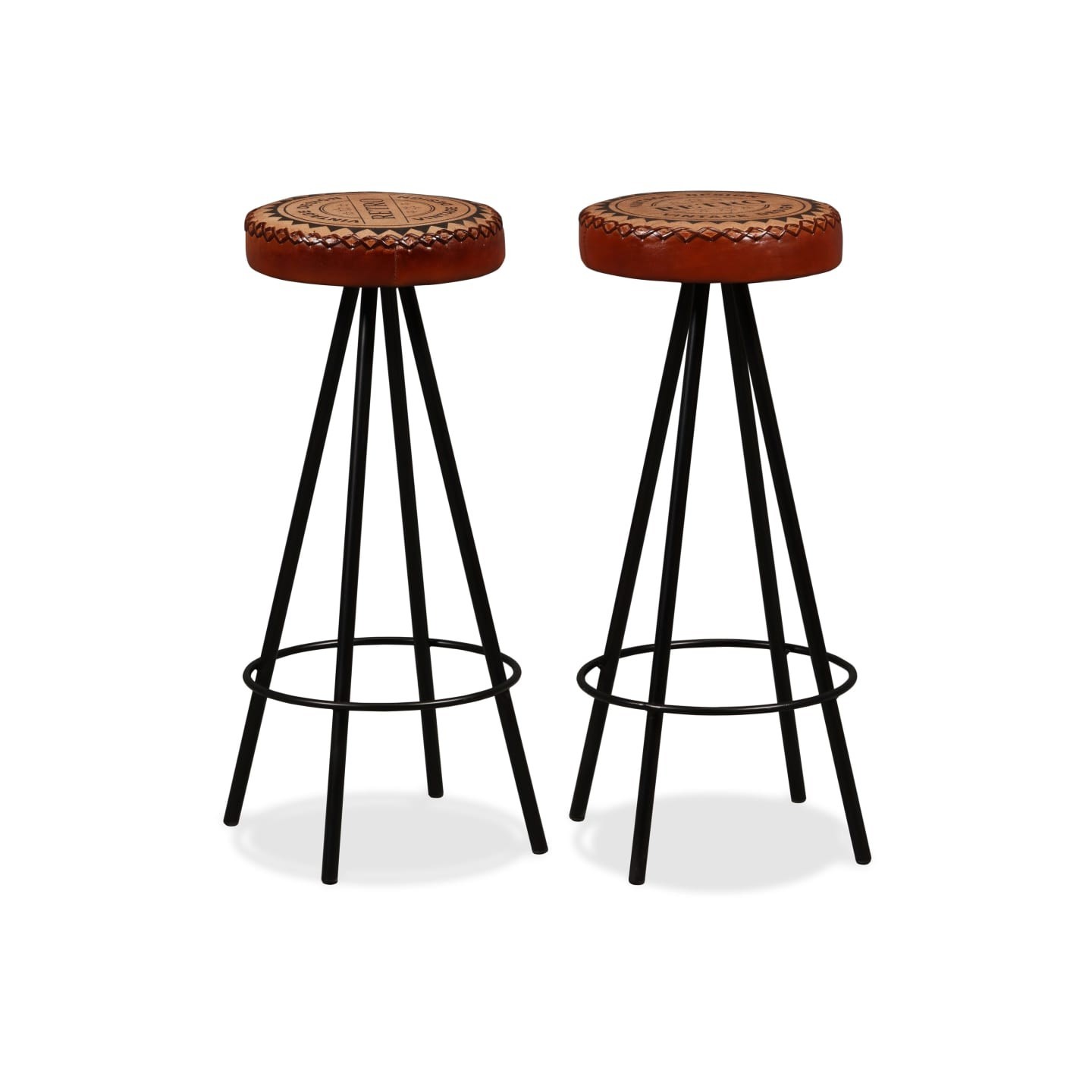 Tabourets de bar lot de 2 cuir véritable