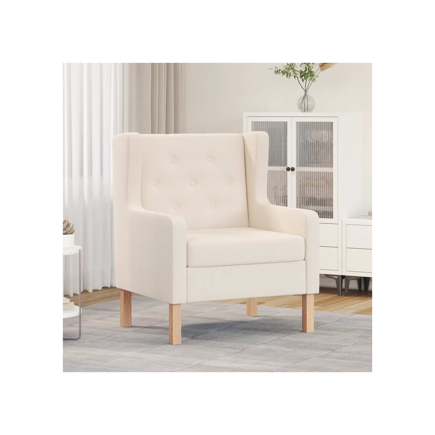 Fauteuil blanc crème tissu