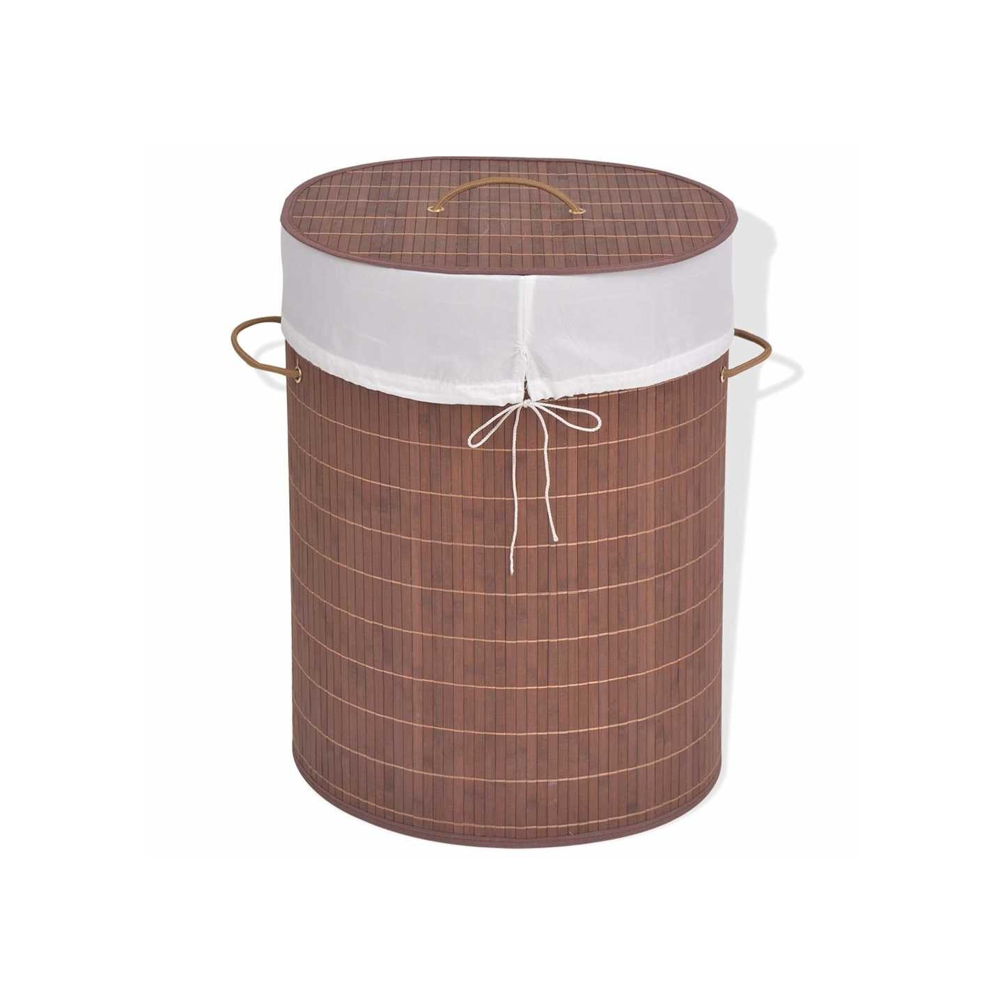Panier à linge ovale Bambou Marron