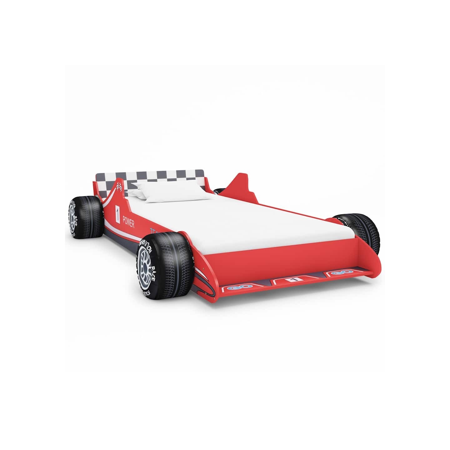 Lit voiture de course pour enfants 90 x 200 cm Rouge
