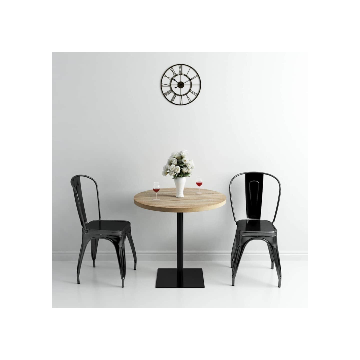 Table de bistro MDF et acier Rond 80 x 75 cm Couleur de chêne