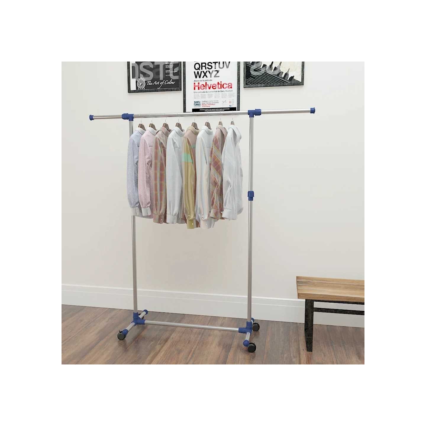 Porte-vêtements réglable Acier inoxydable 165x44x150 cm Argenté