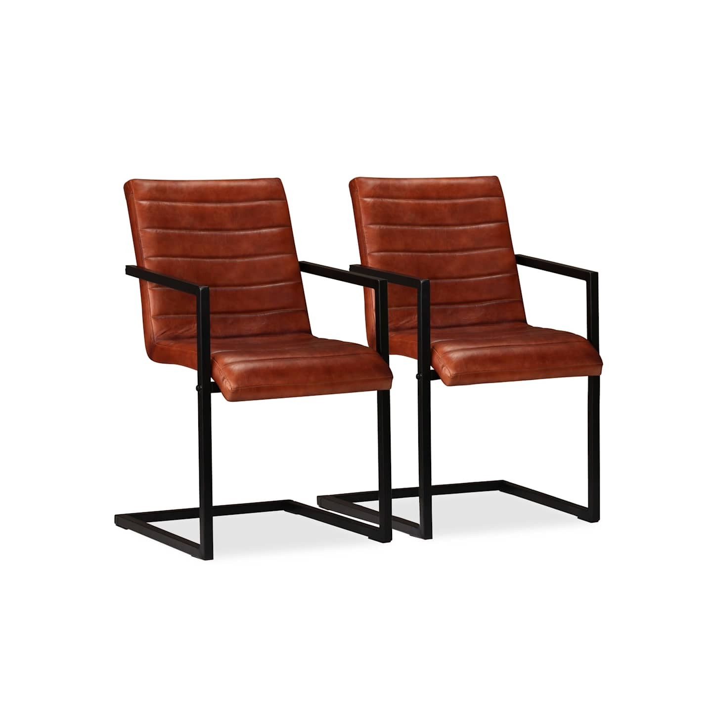 Chaises à manger lot de 2 marron cuir véritable