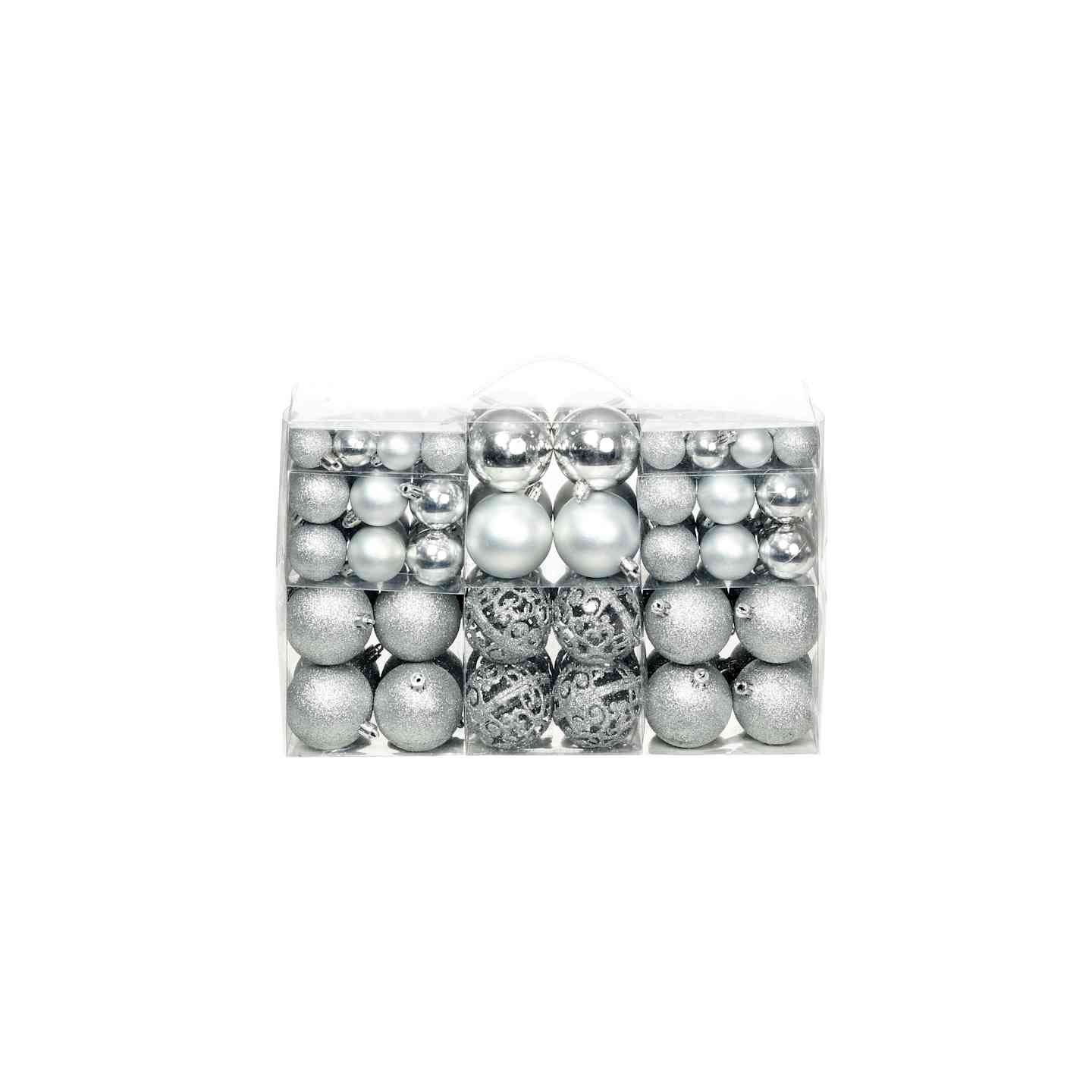 Ensemble de boules de Noël 100 pcs 3/4/6 cm Argenté