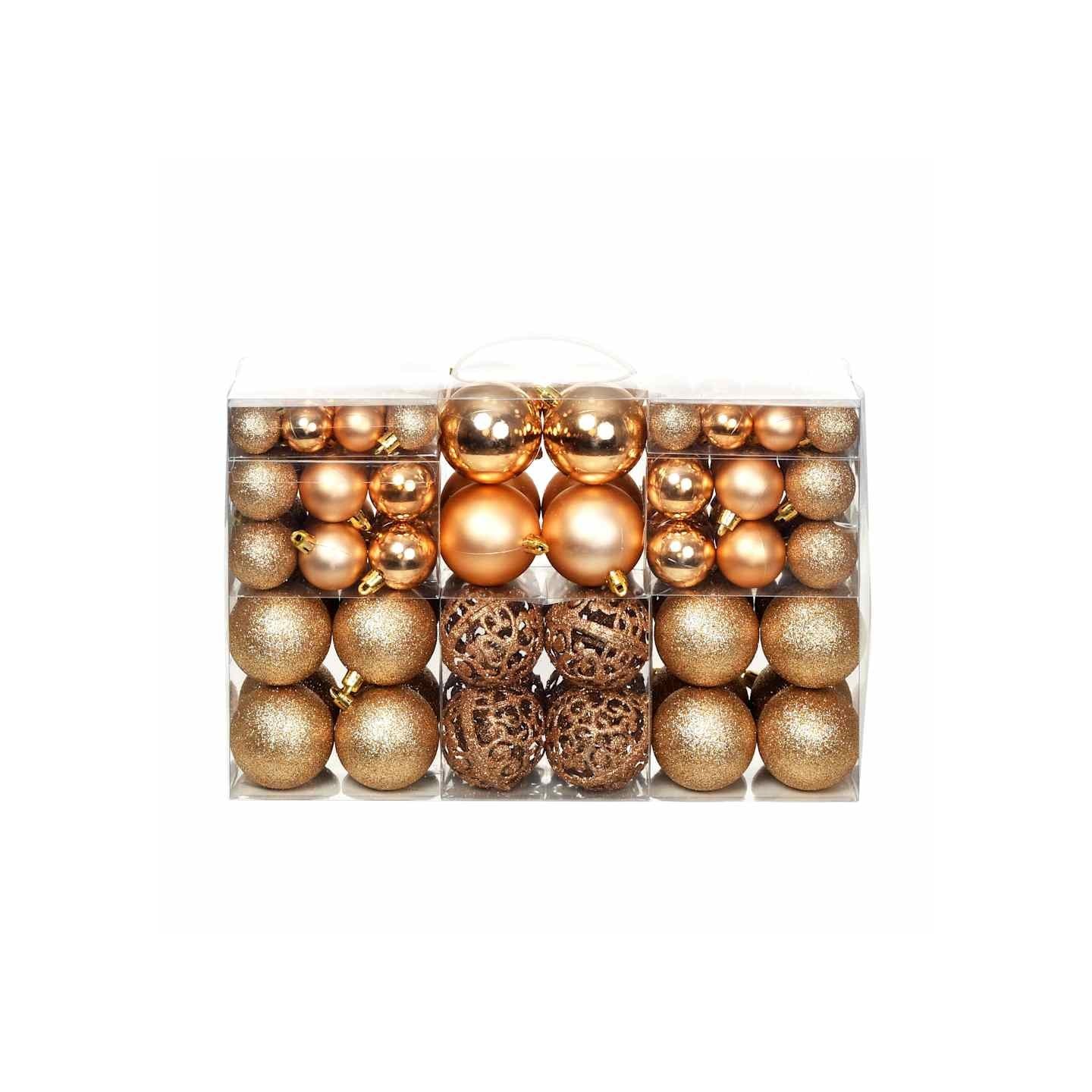 Ensemble de boules de Noël 100 pcs 3/4/6 cm Rose/Doré