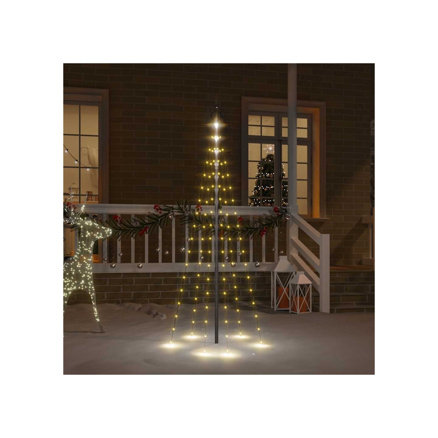 Sapin de Noël sur mât de drapeau 108 LED Blanc chaud 180 cm