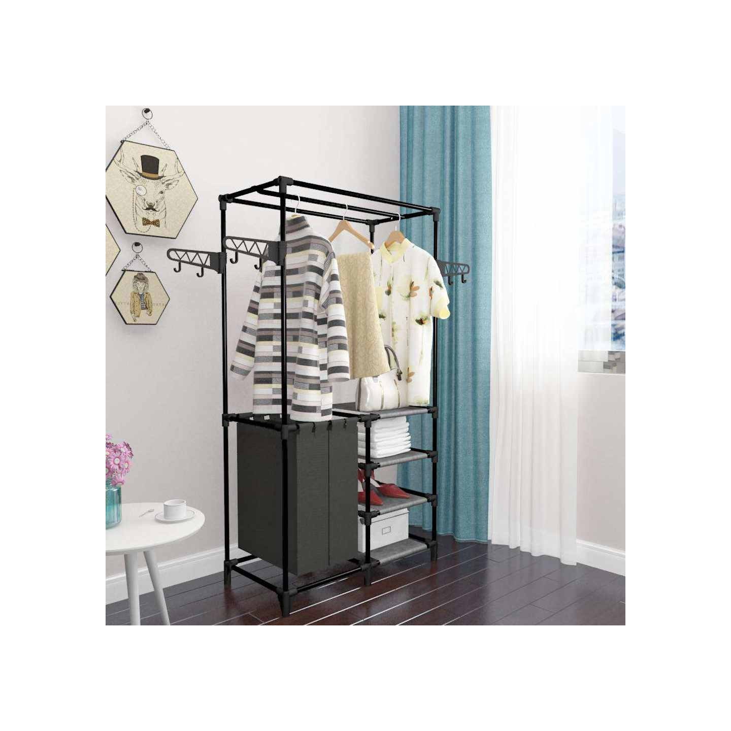 Porte-vêtements Acier et tissu non-tissé 87x44x158 cm Noir