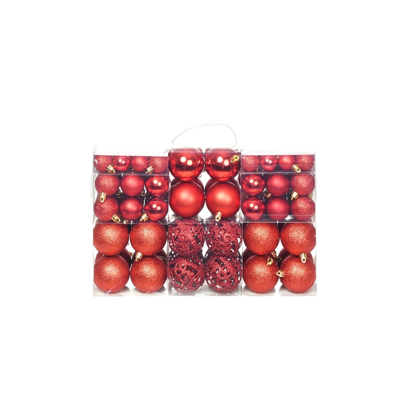 Ensemble de boules de Noël 100 pcs 3/4/6 cm Rouge