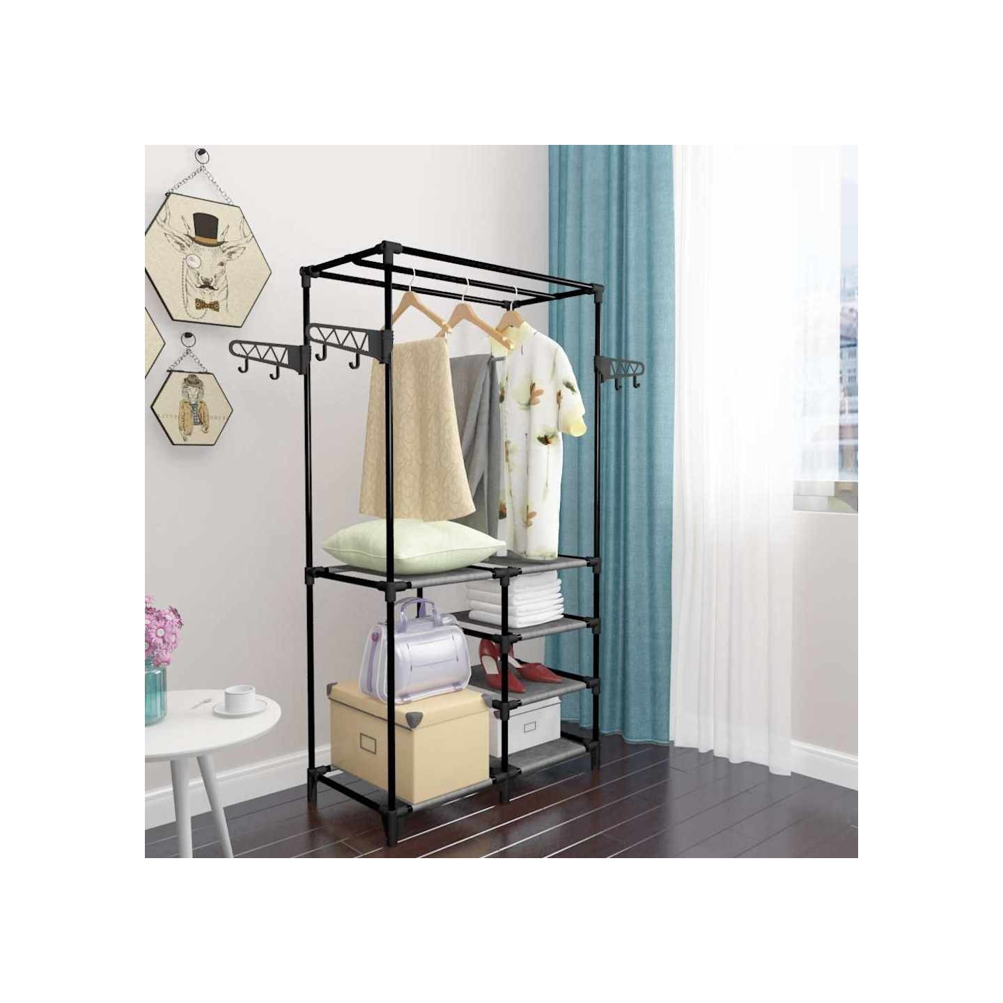 Porte-vêtements Acier et tissu non-tissé 87x44x158 cm Noir