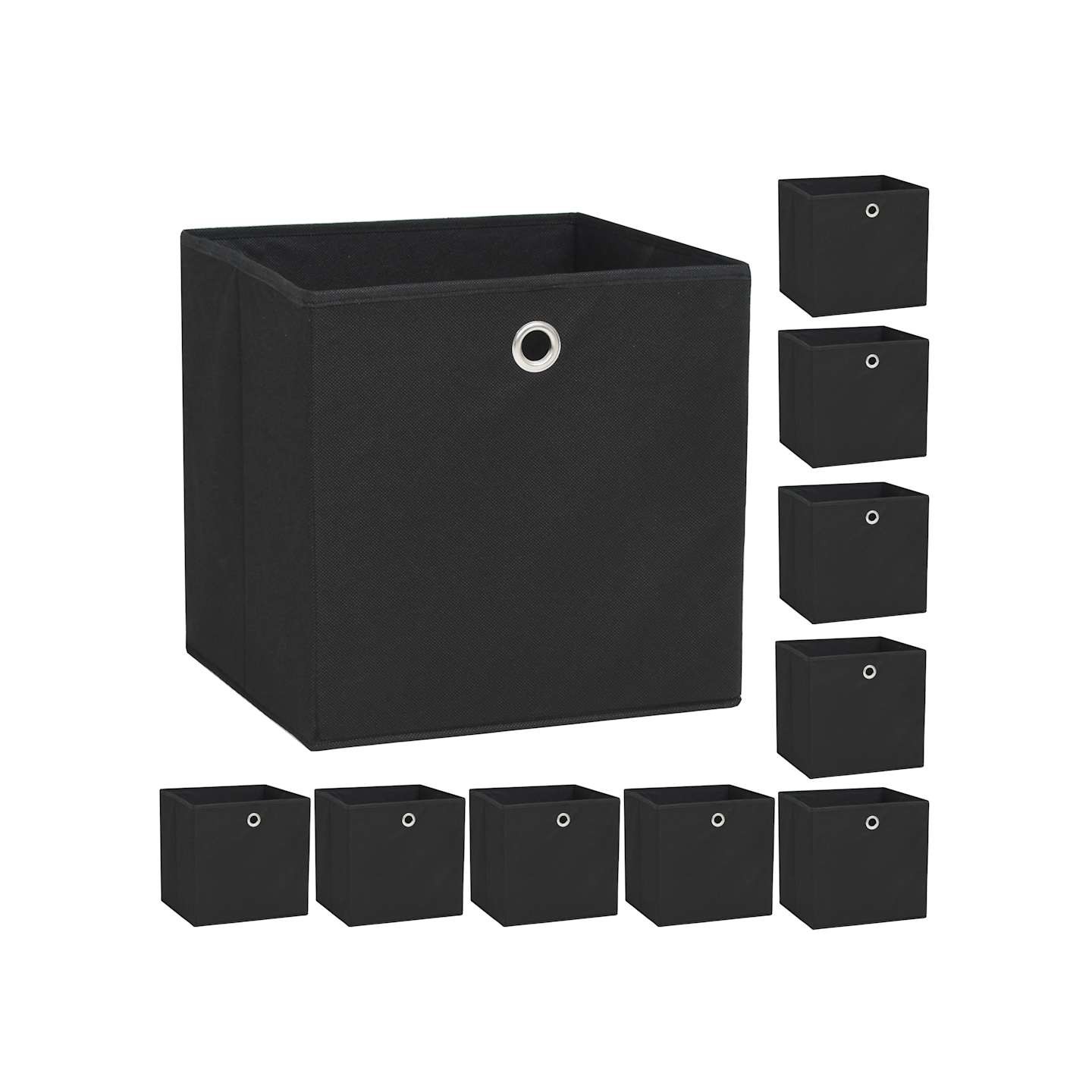 Boîte de rangement 10 pcs Tissu non-tissé 32x32x32 cm Noir