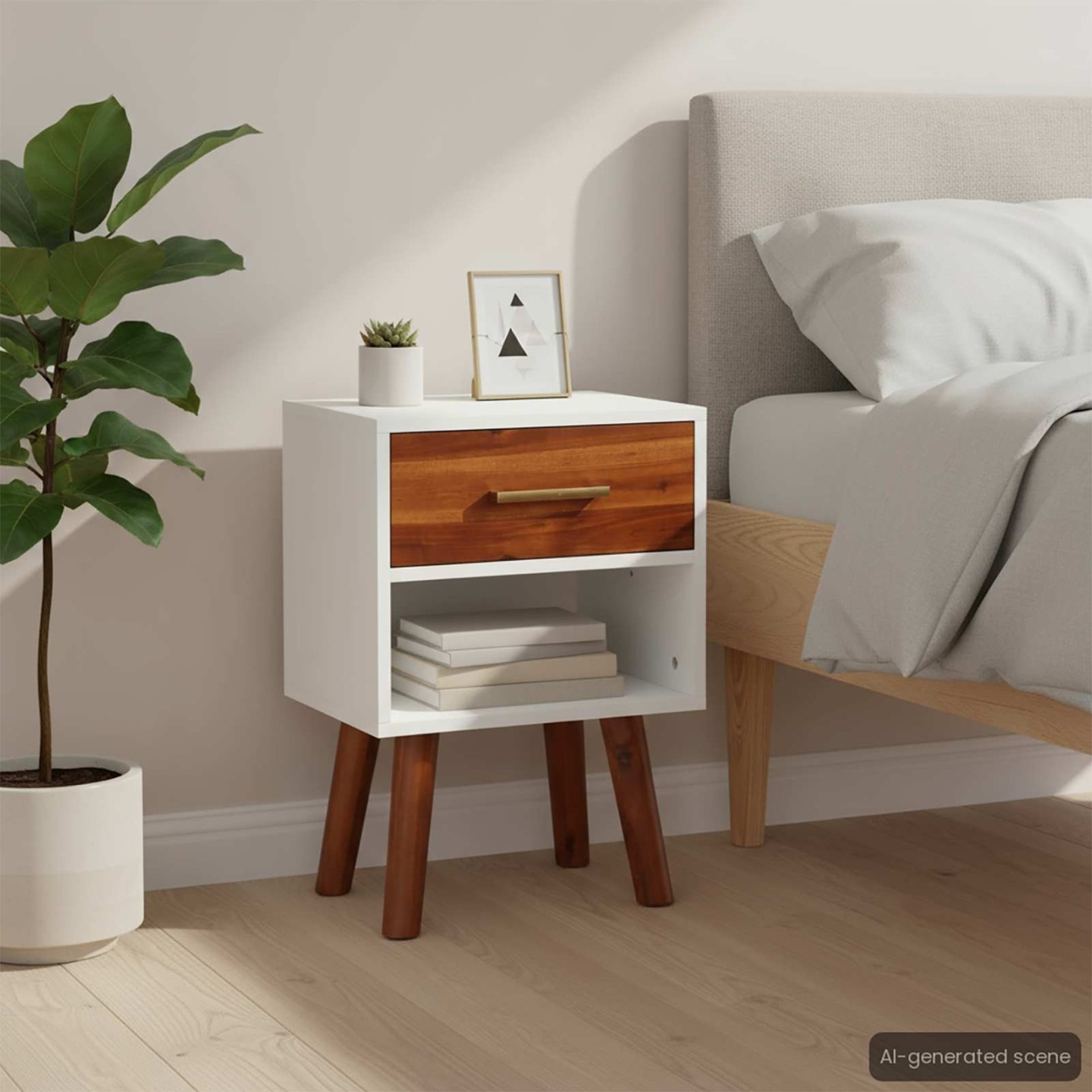 Table de chevet Bois d'acacia massif 40x30x57 cm