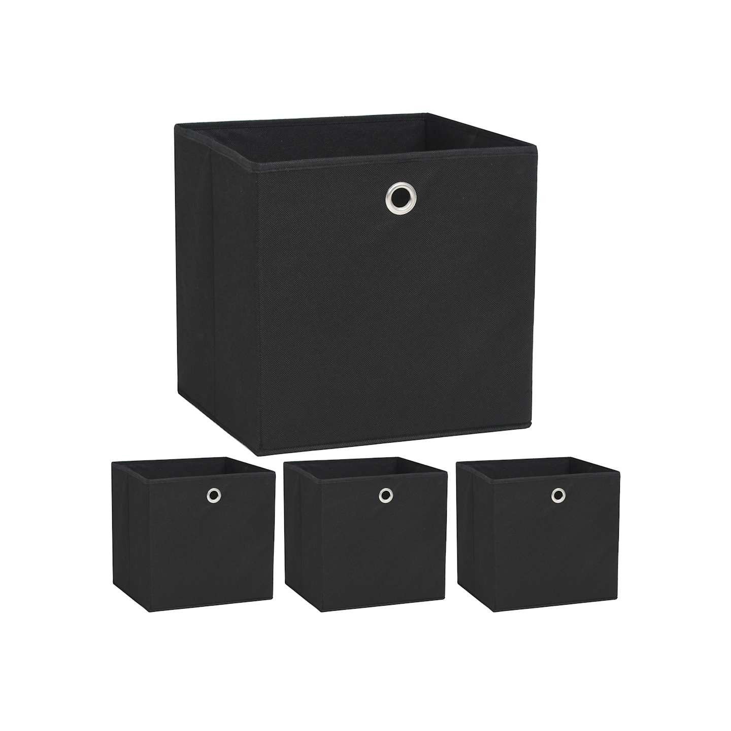 Boîte de rangement 4 pcs Tissu non-tissé 32x32x32 cm Noir