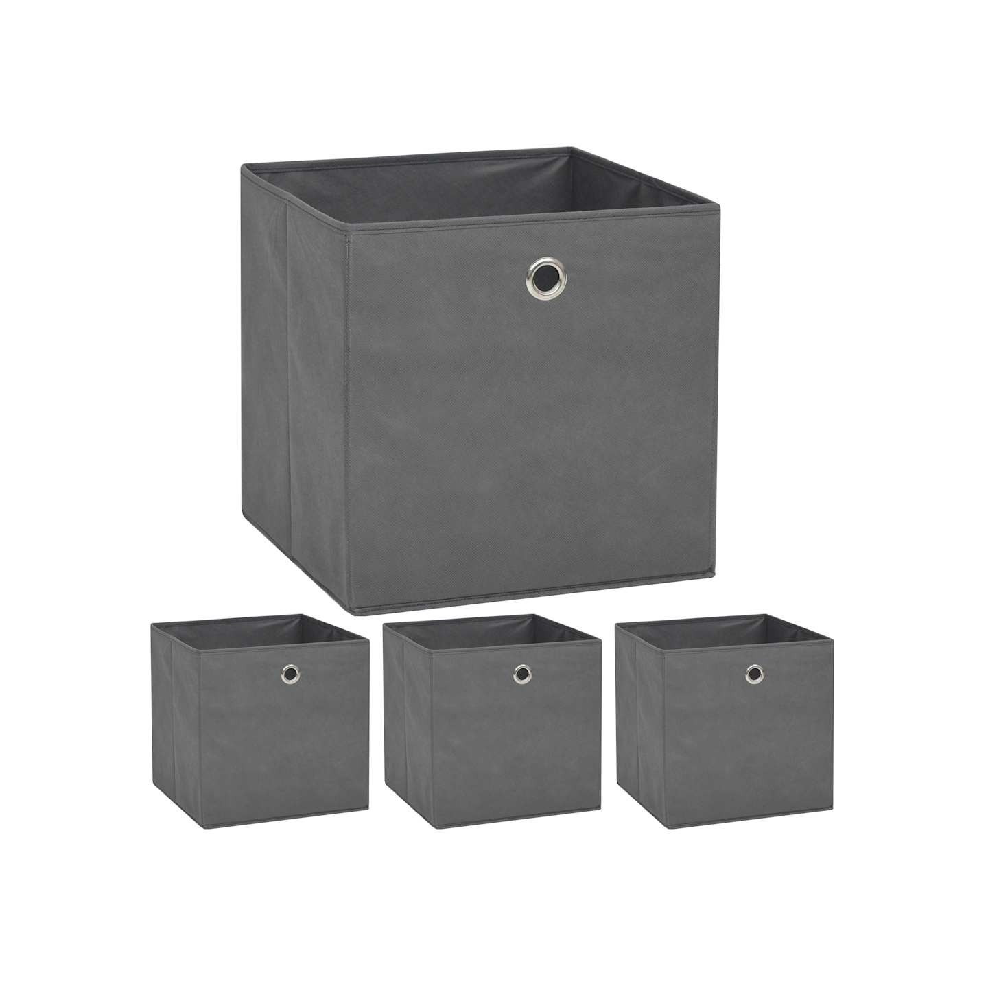 Boîte de rangement 4 pcs Tissu non-tissé 32x32x32 cm Gris
