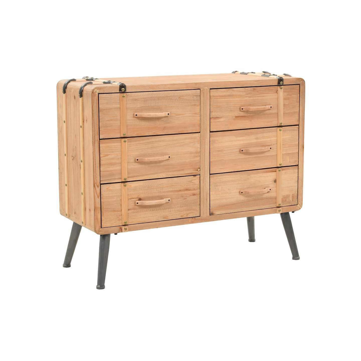 Armoire à tiroirs bois de sapin massif 91x35x73 cm