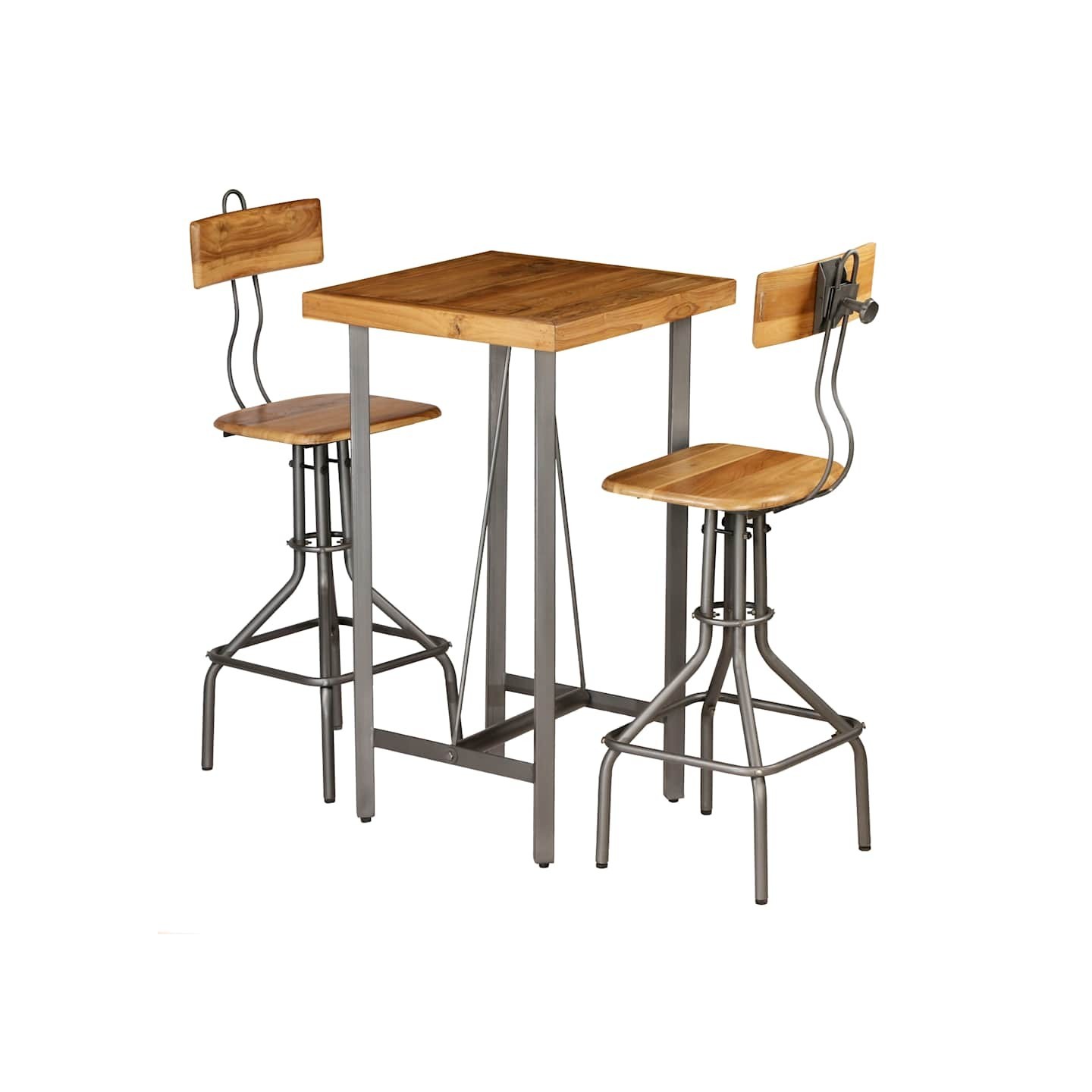 Ensemble de bar 3 pcs Teck recyclé massif