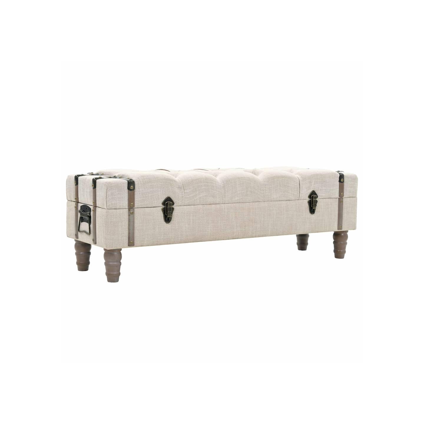 Banc de rangement Bois massif et acier 111x34x37 cm