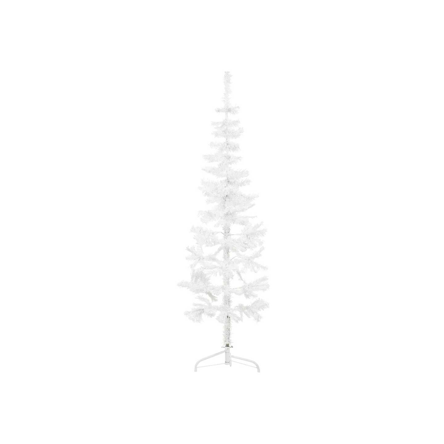 Demi sapin de Noël artificiel mince avec support Blanc 180 cm