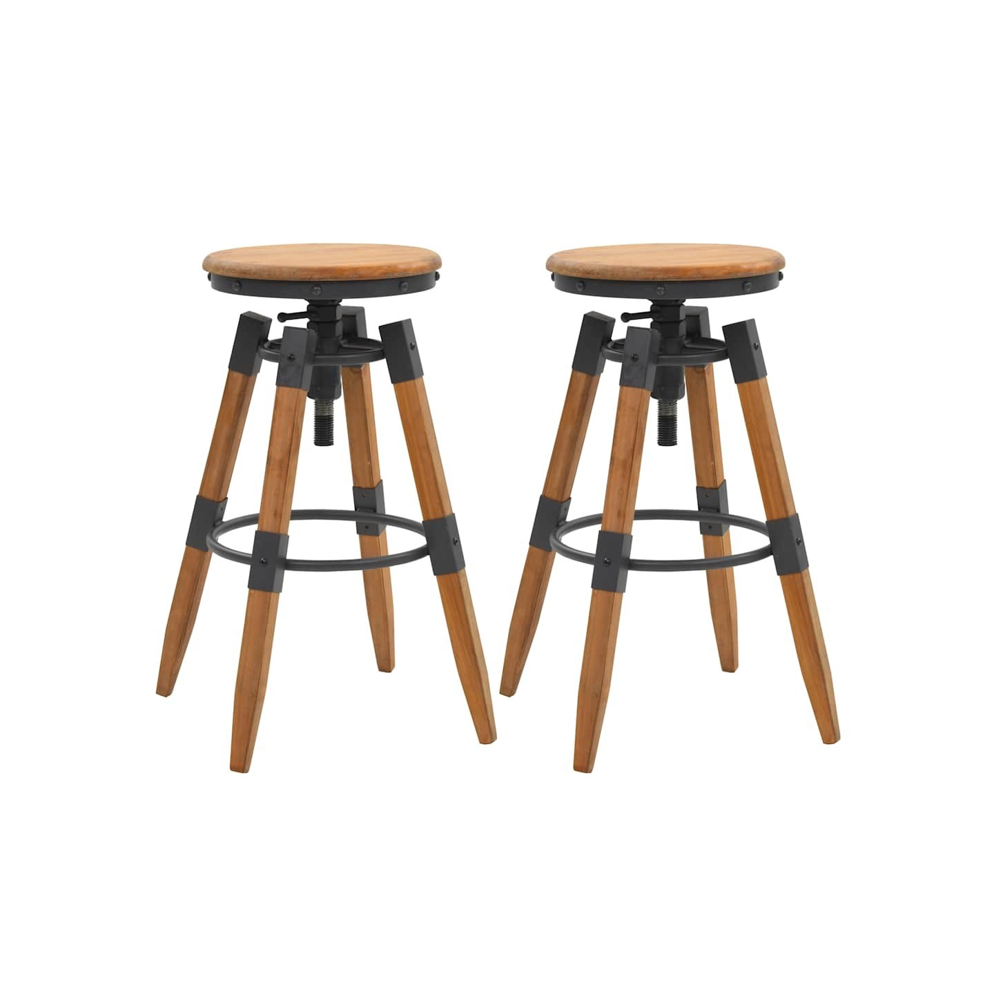 Tabourets de bar lot de 2 bois de sapin solide