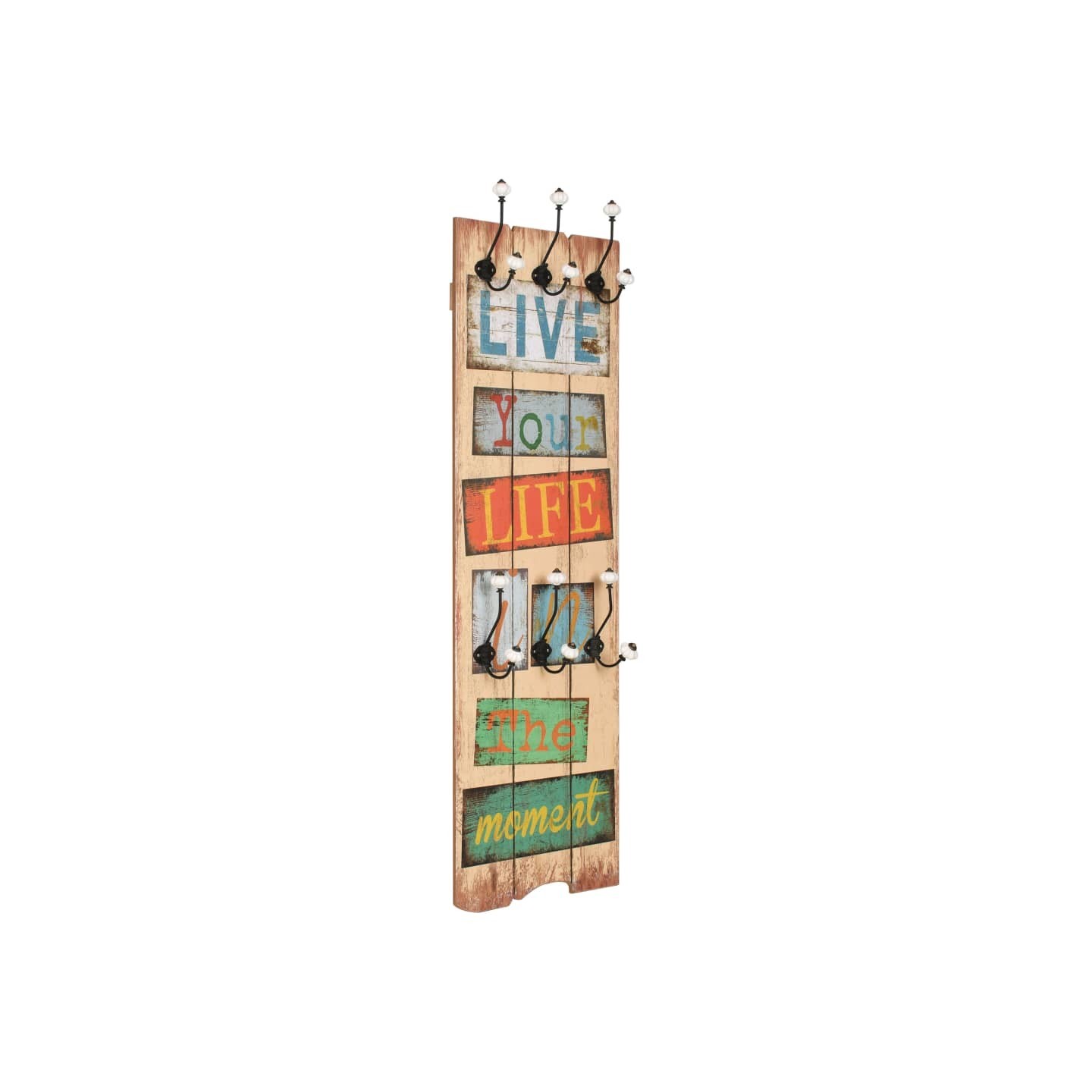 Porte-manteau mural avec 6 crochets 120 x 40 cm LIVE LIFE