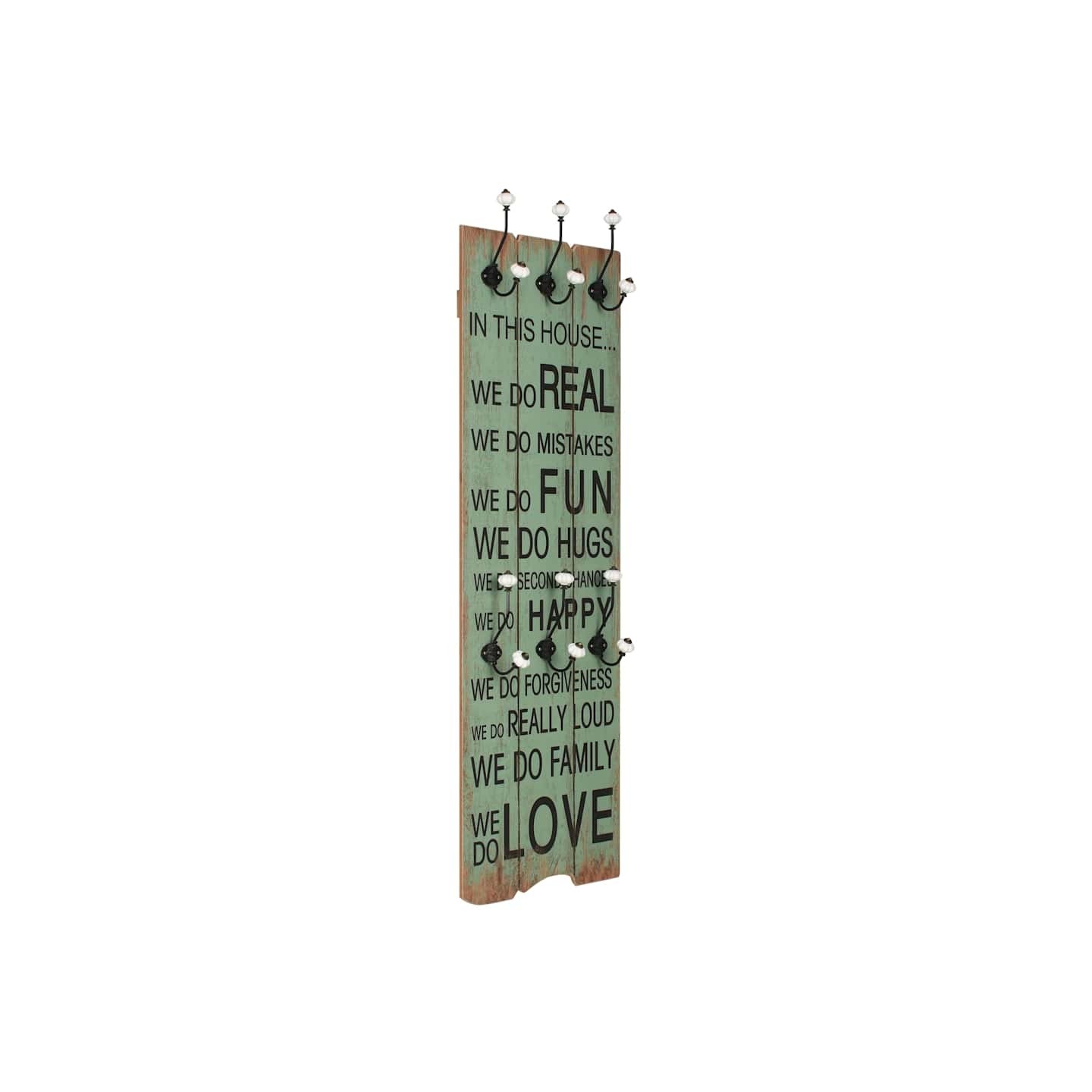 Porte-manteau mural avec 6 crochets 120 x 40 cm HAPPY LOVE