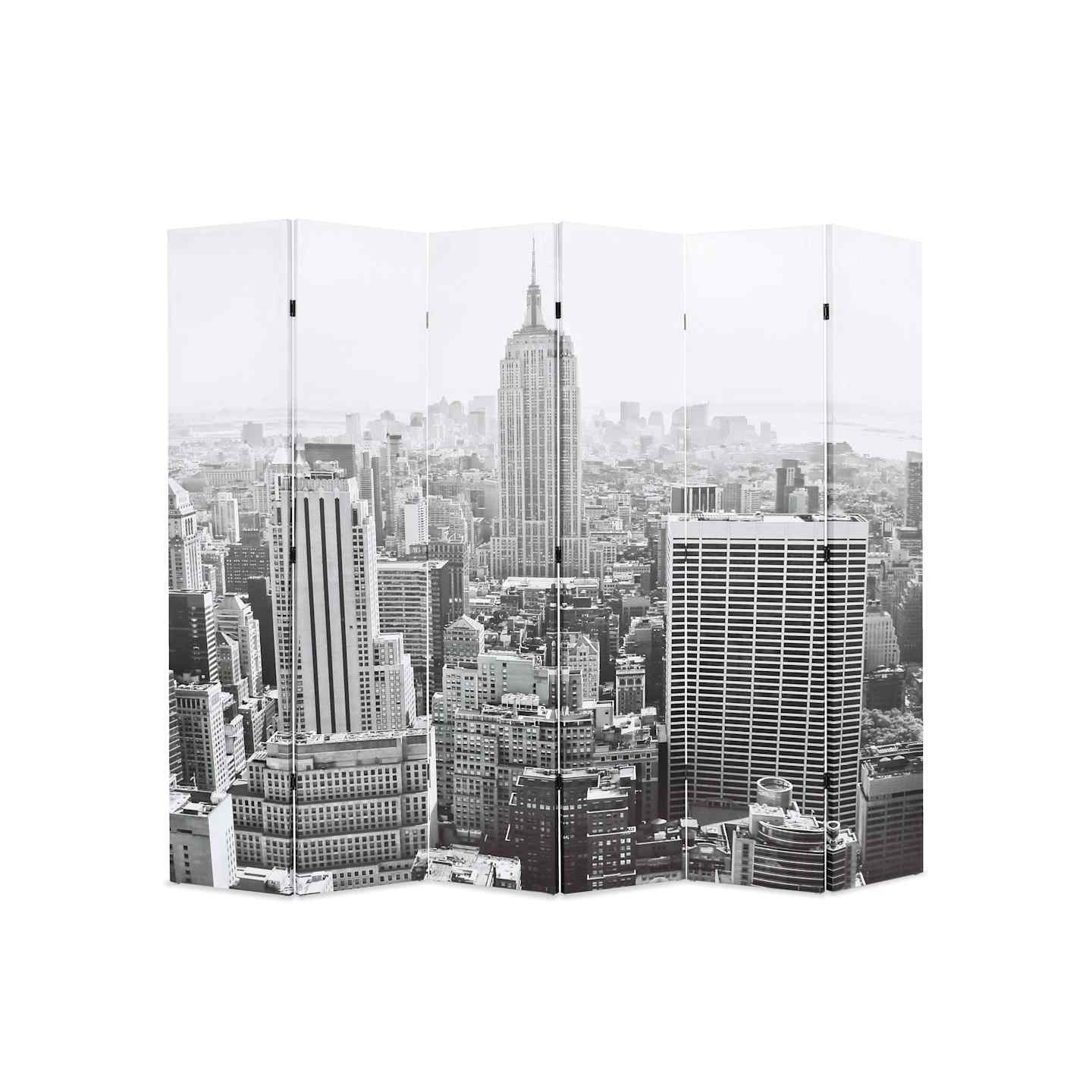 Cloison de séparation pliable 228x170 cm New York Noir et blanc