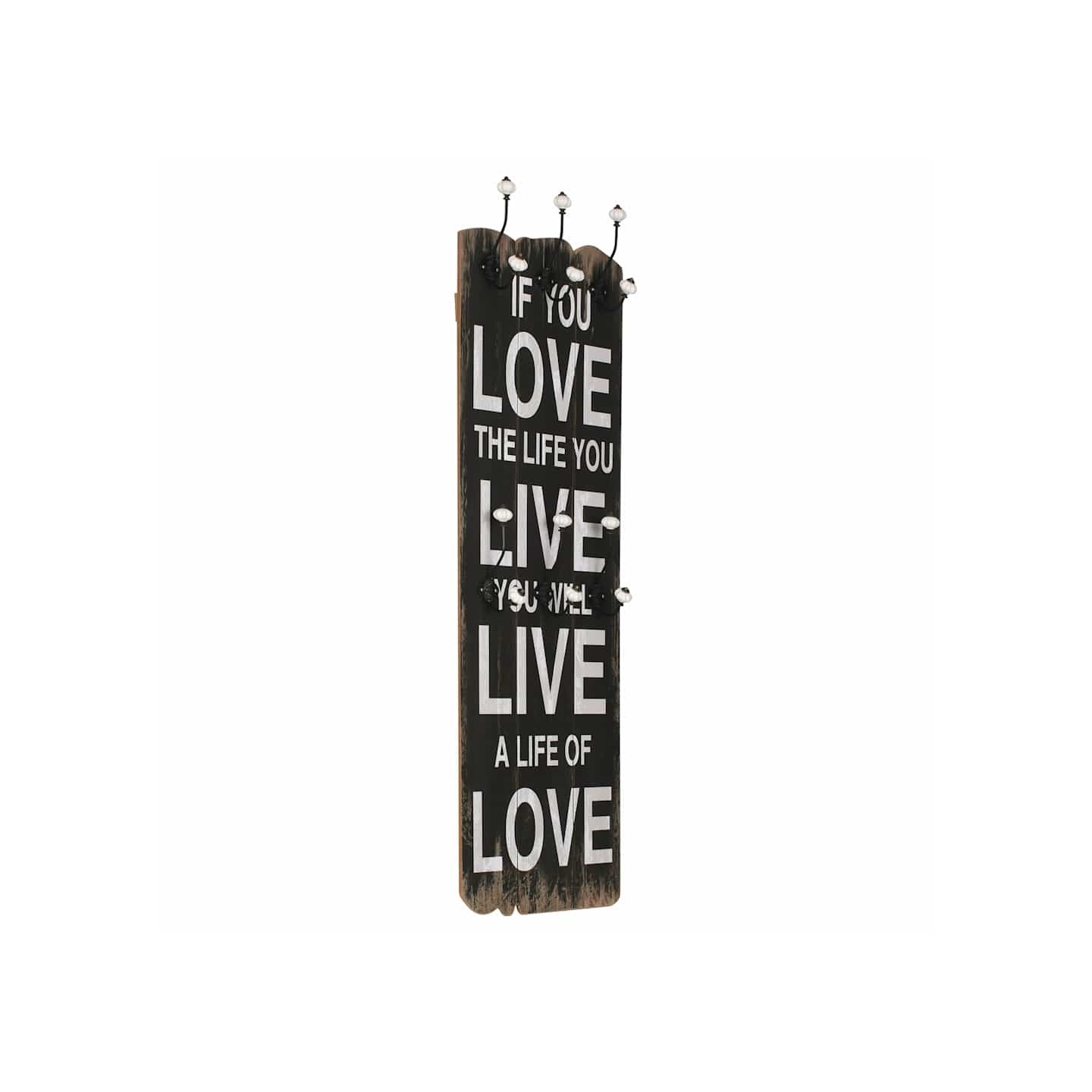 Porte-manteau mural avec 6 crochets 120 x 40 cm LOVE LIVE