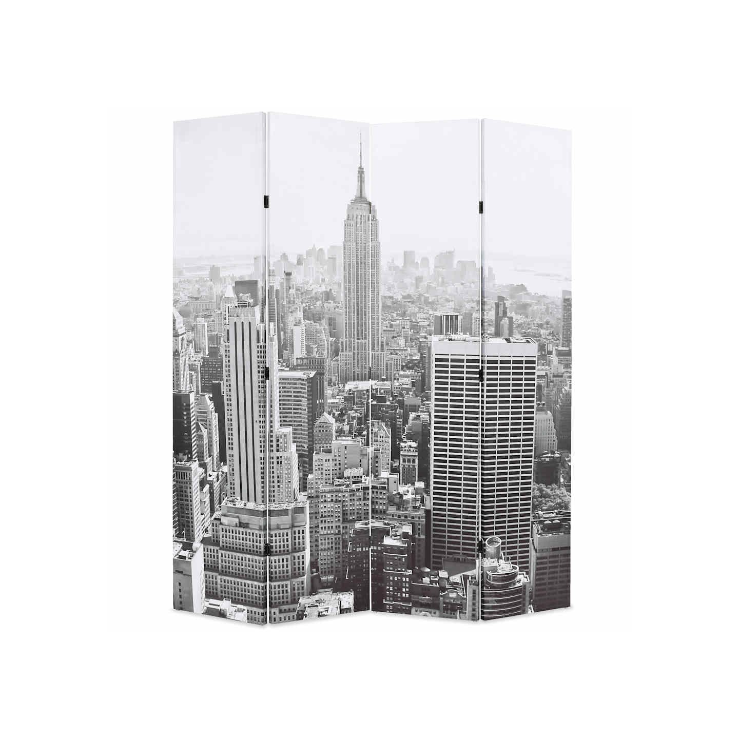 Cloison de séparation pliable 160x170 cm New York Noir et blanc