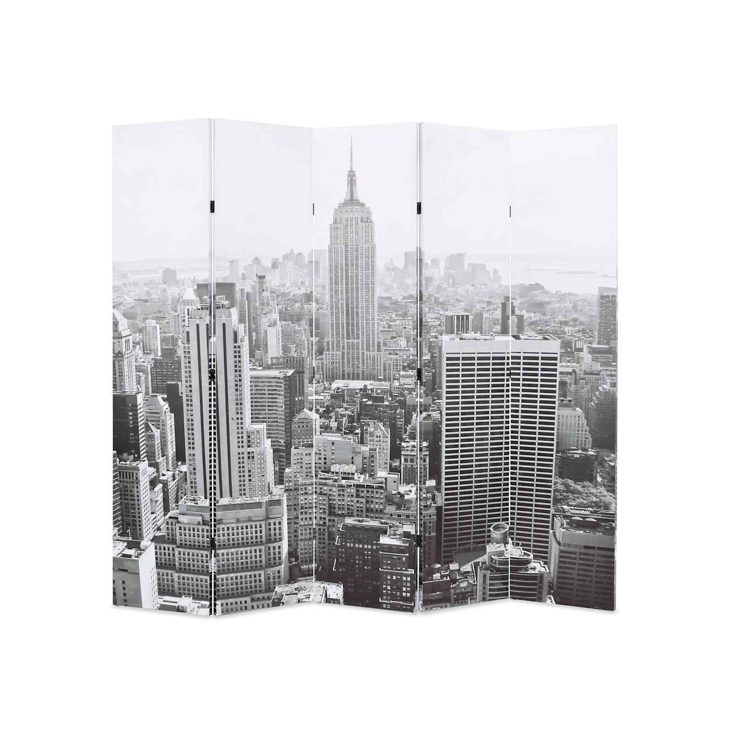Cloison de séparation pliable 200x170 cm New York Noir et blanc