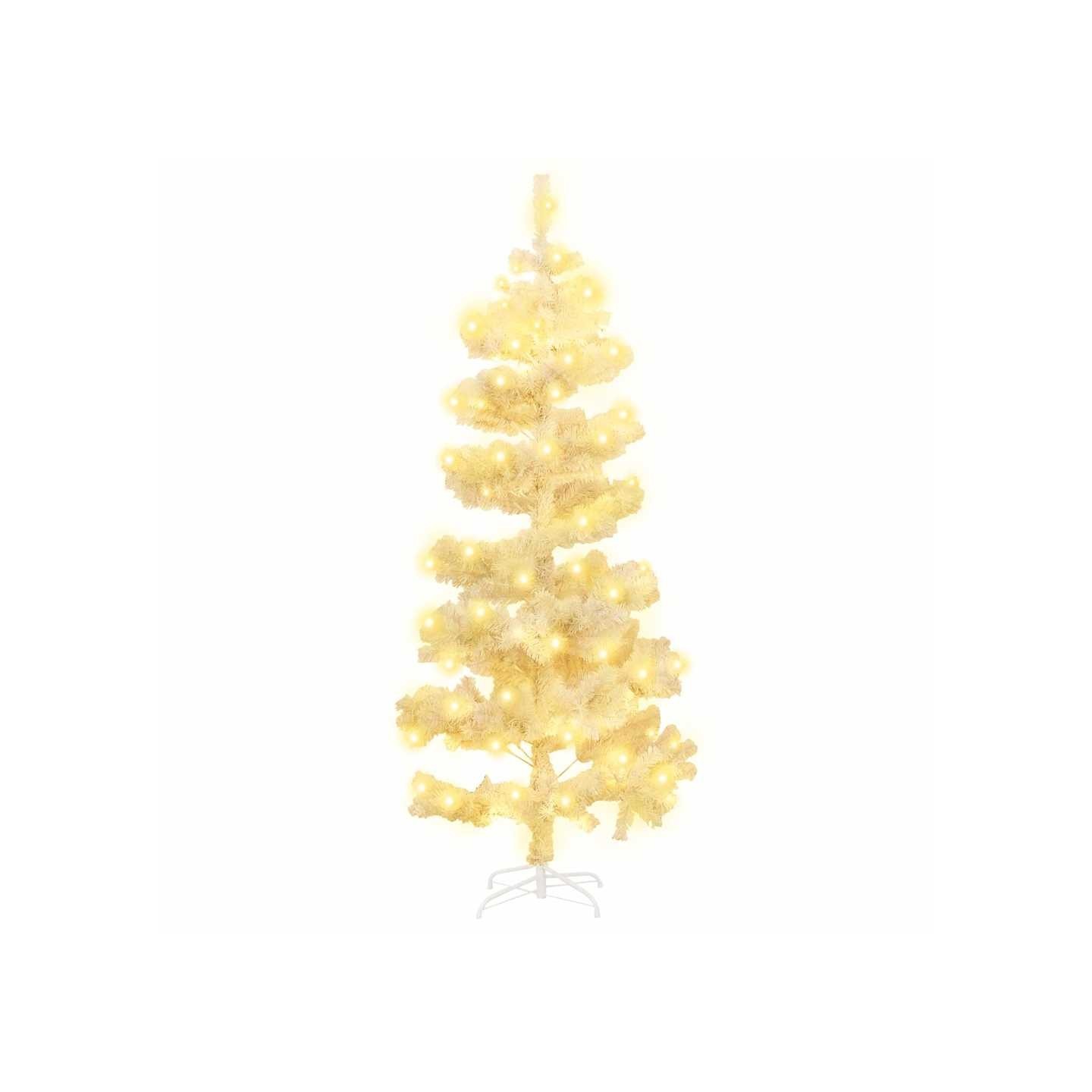 Arbre de Noël hélicoïdal pré-éclairé et support blanc 150cm PVC