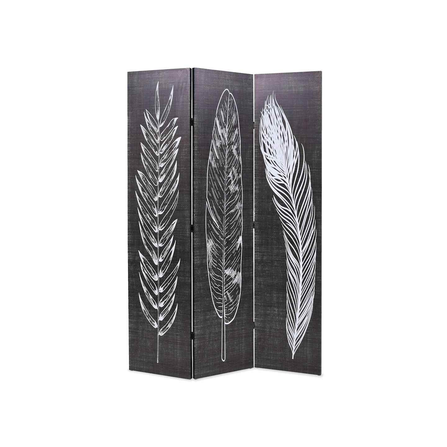 Cloison de séparation pliable 120 x 170 cm Plumes Noir et blanc
