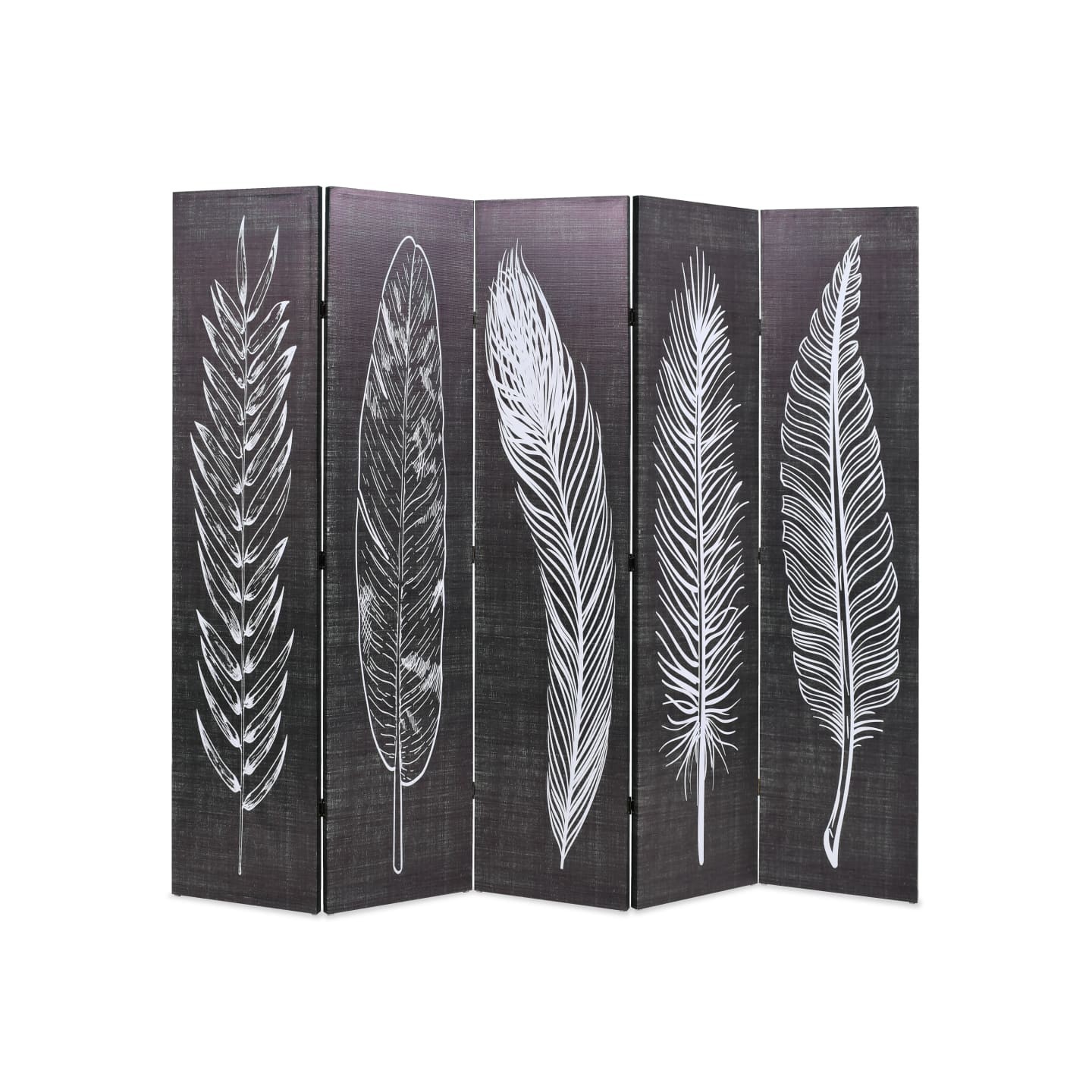 Cloison de séparation pliable 200 x 170 cm Plumes Noir et blanc