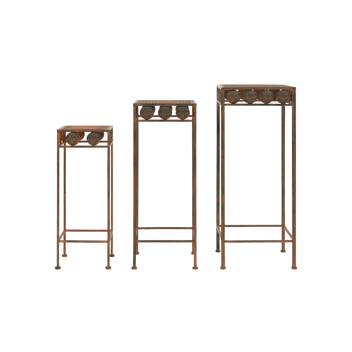 Set de supports de plantes 3 pcs Style vintage Métal rouillé