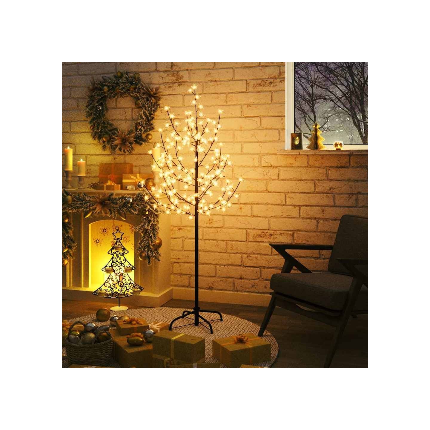 Arbre à LED fleur de cerisier 120 LED Blanc chaud 150 cm