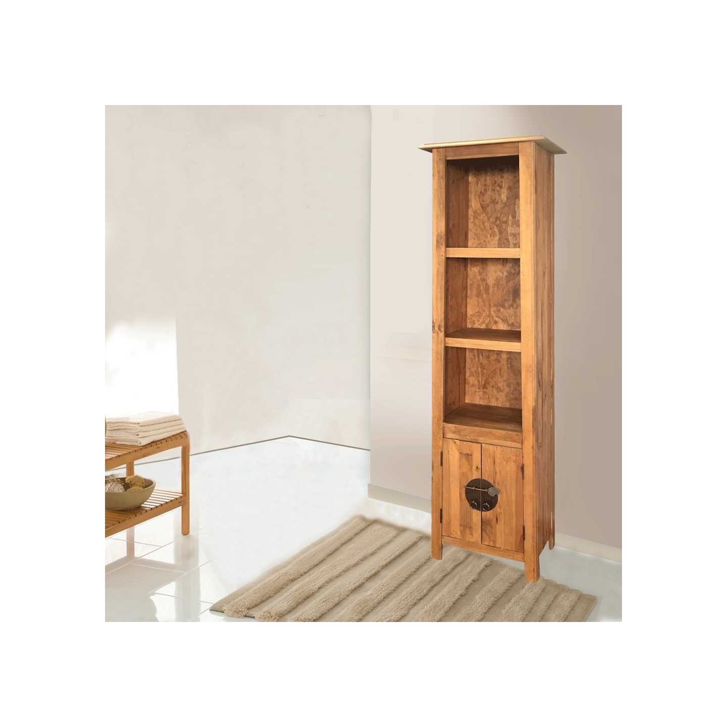 Meuble de salle de bain autoportant Bois pin massif 48x32x170cm