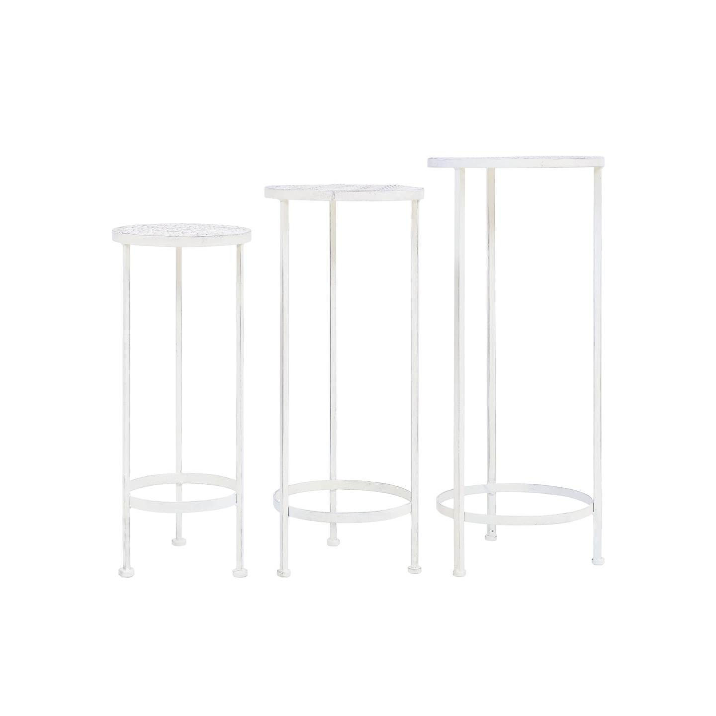 Support de plantes 3 pcs Style vintage Métal Blanc antique