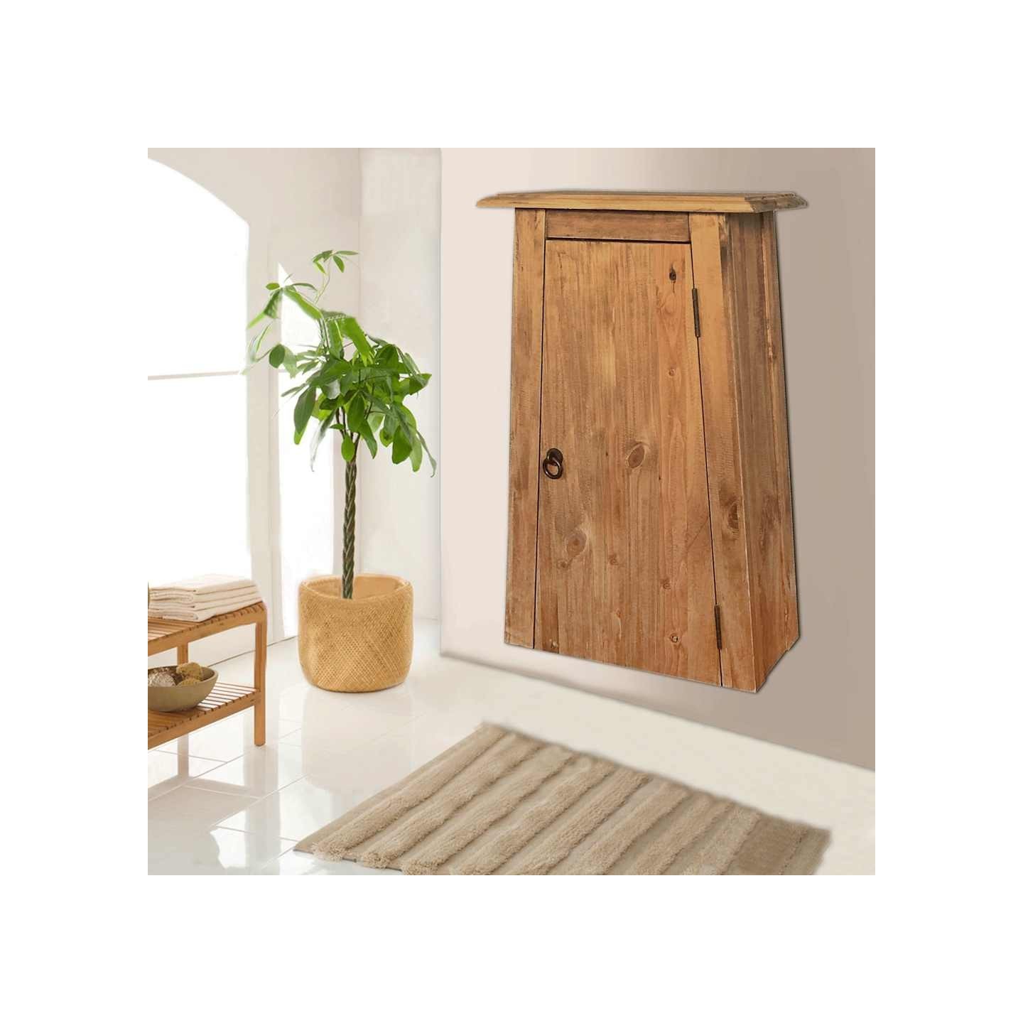 Armoire latérale de salle de bain Pin massif 42x23x70 cm