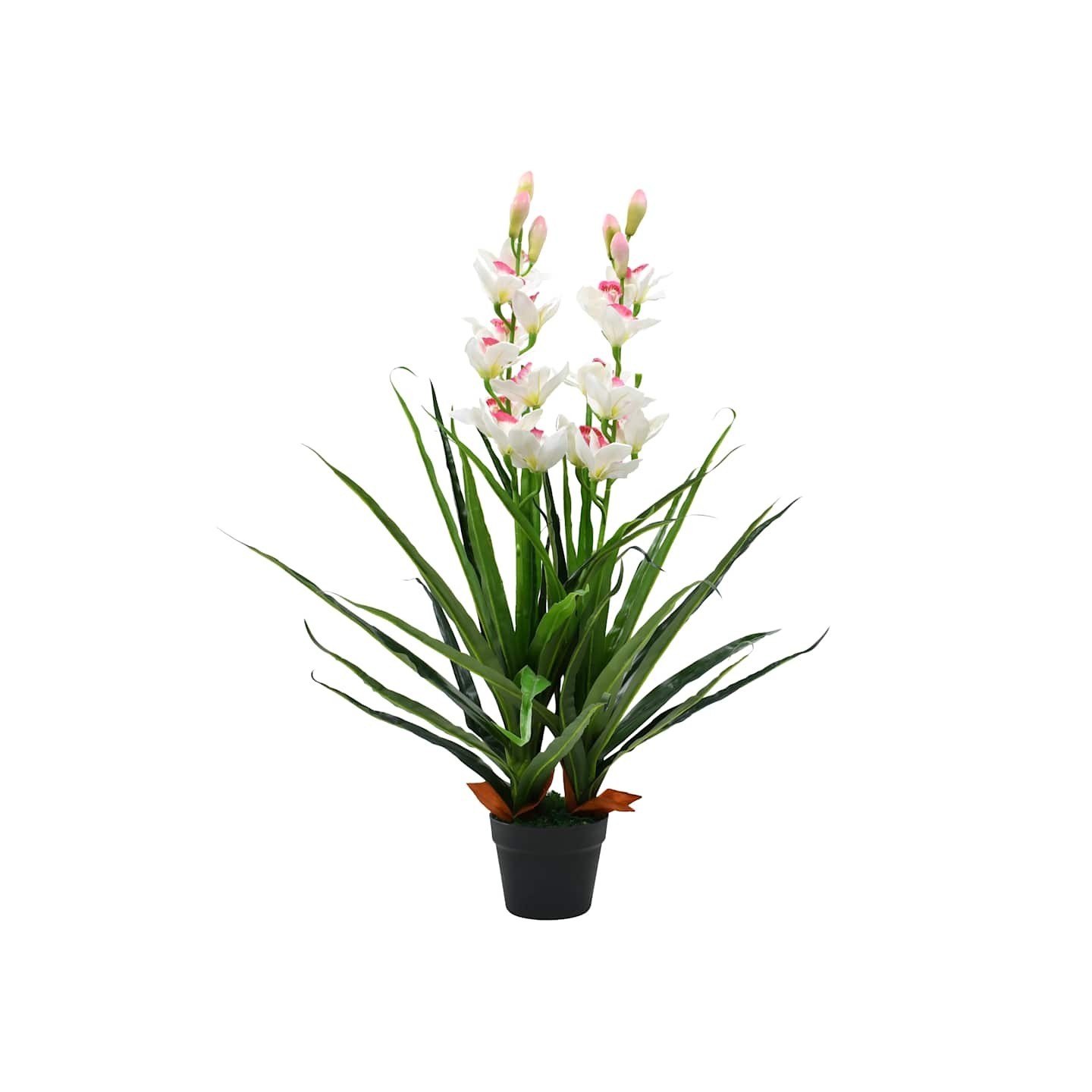 Plante artificielle Orchidée Cymbidium avec pot 100 cm Vert
