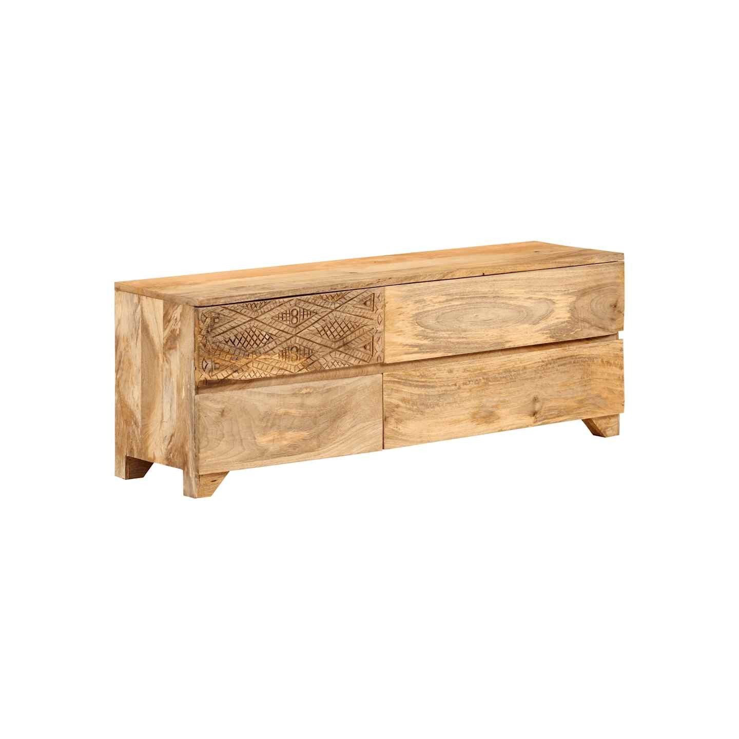 Meuble TV Bois de manguier solide 110x30x40 cm