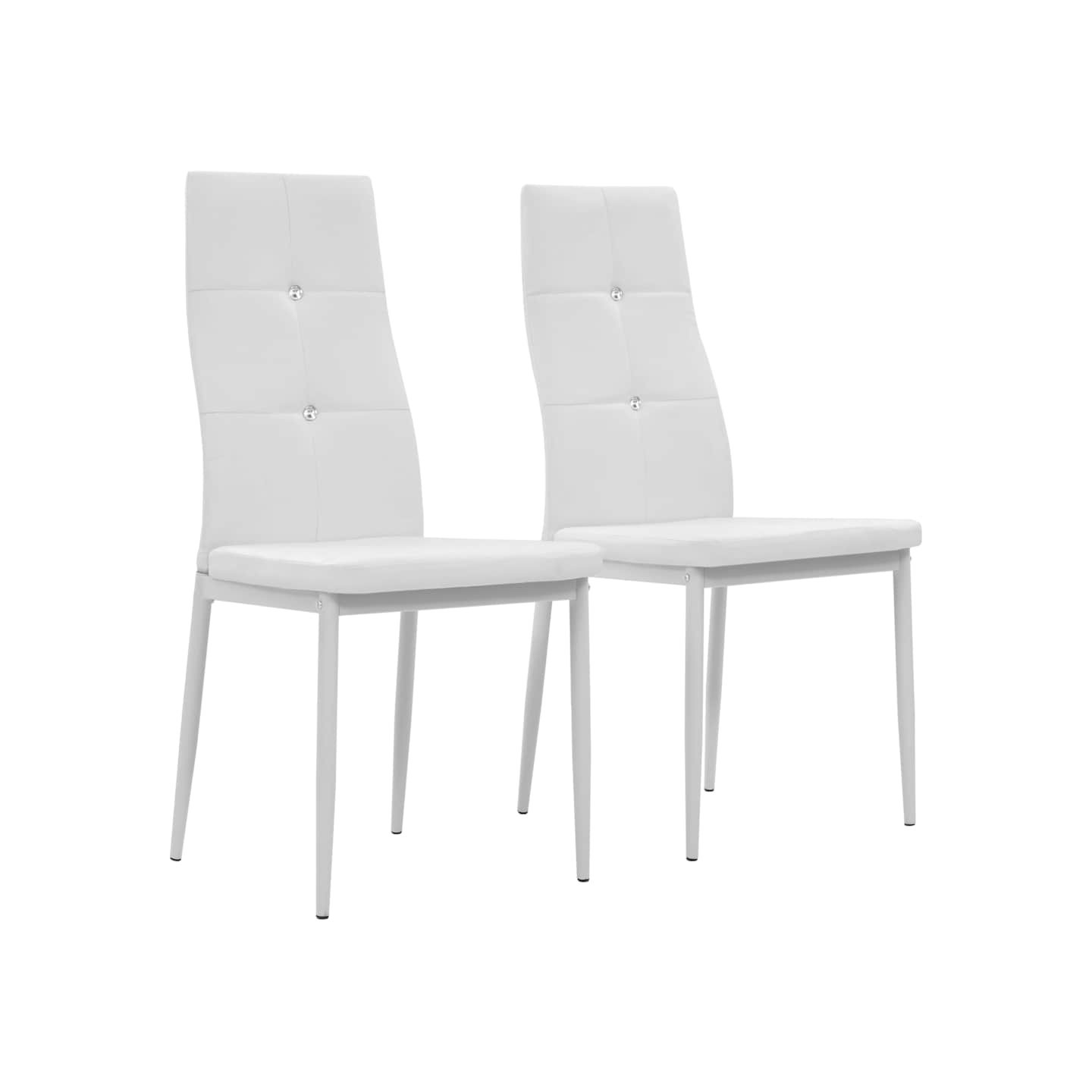 Chaises à manger lot de 2 blanc similicuir