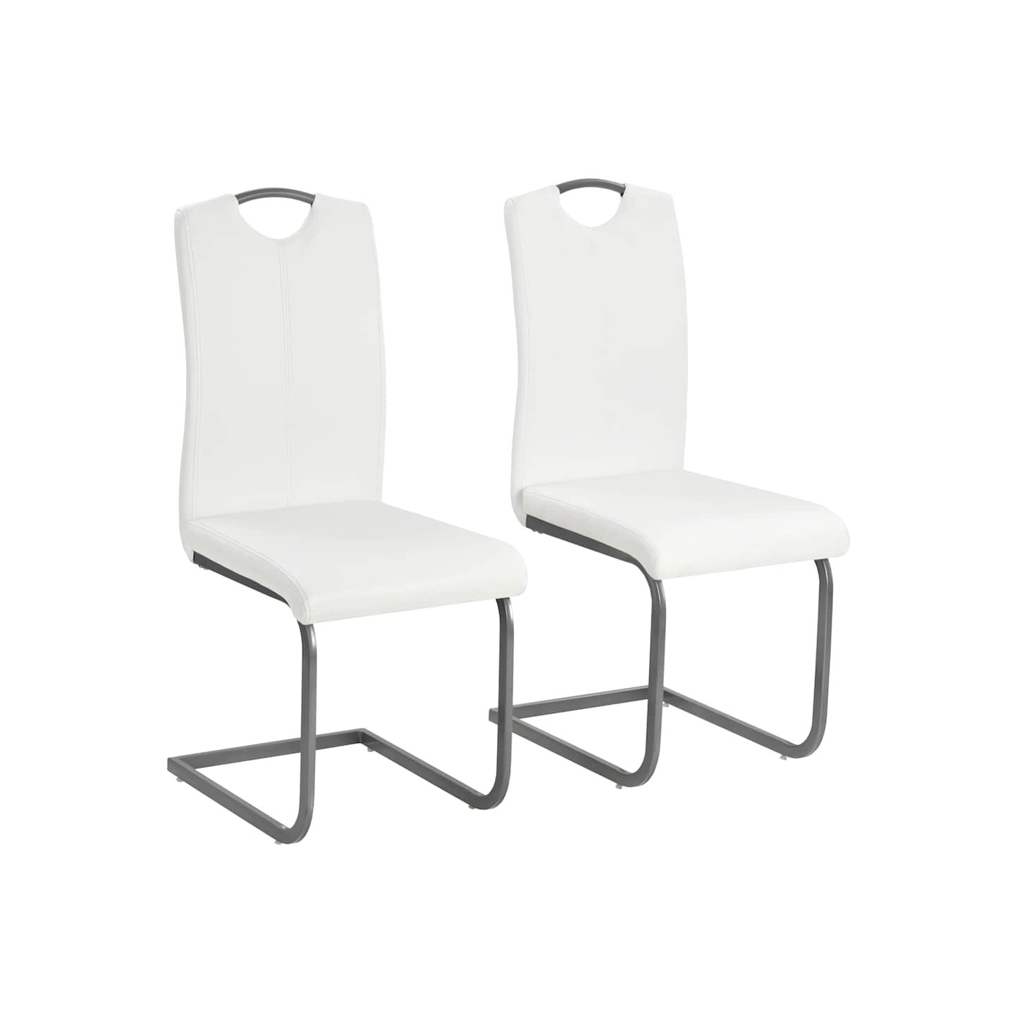Chaises à manger cantilever lot de 2 blanc similicuir