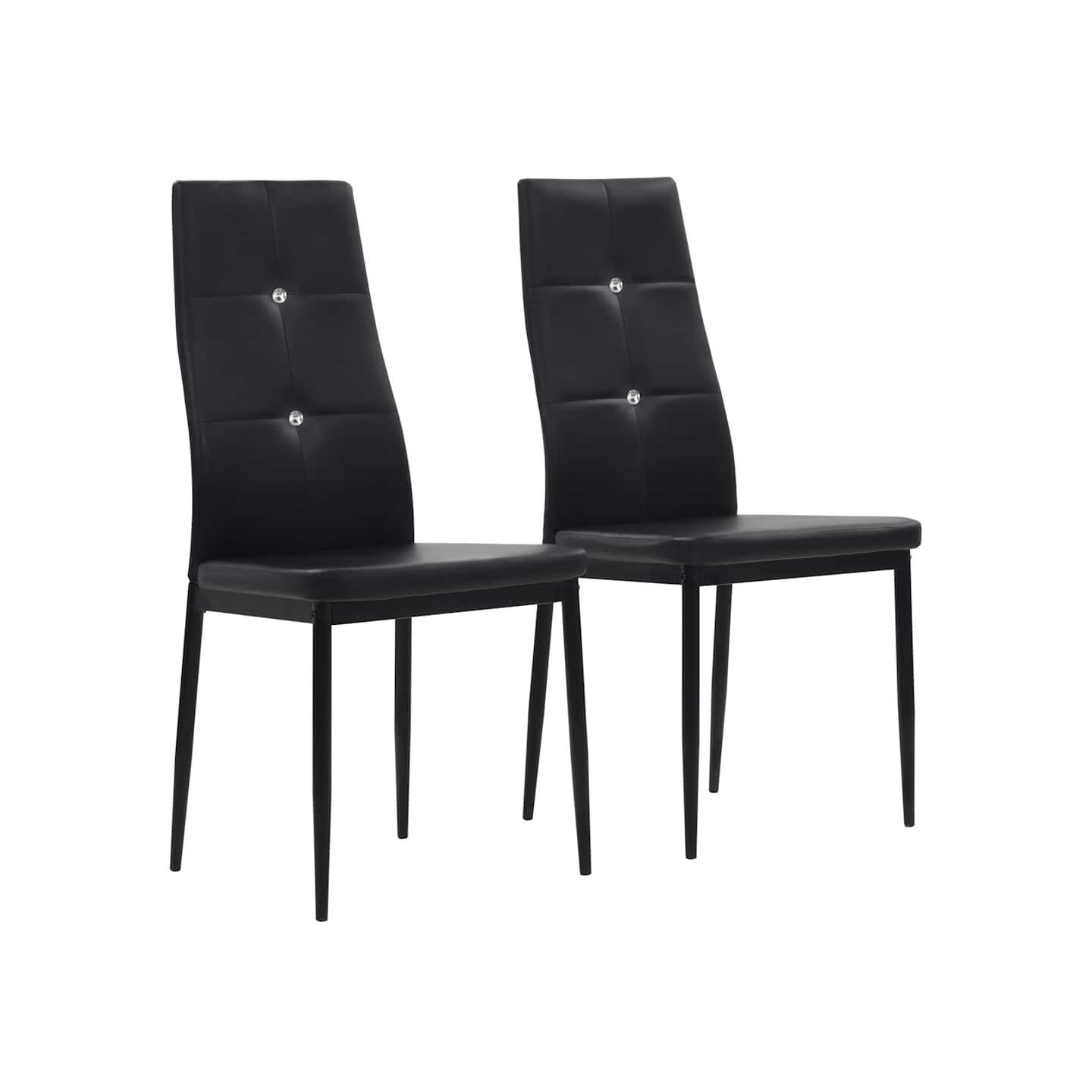 Chaises à manger lot de 2 noir similicuir