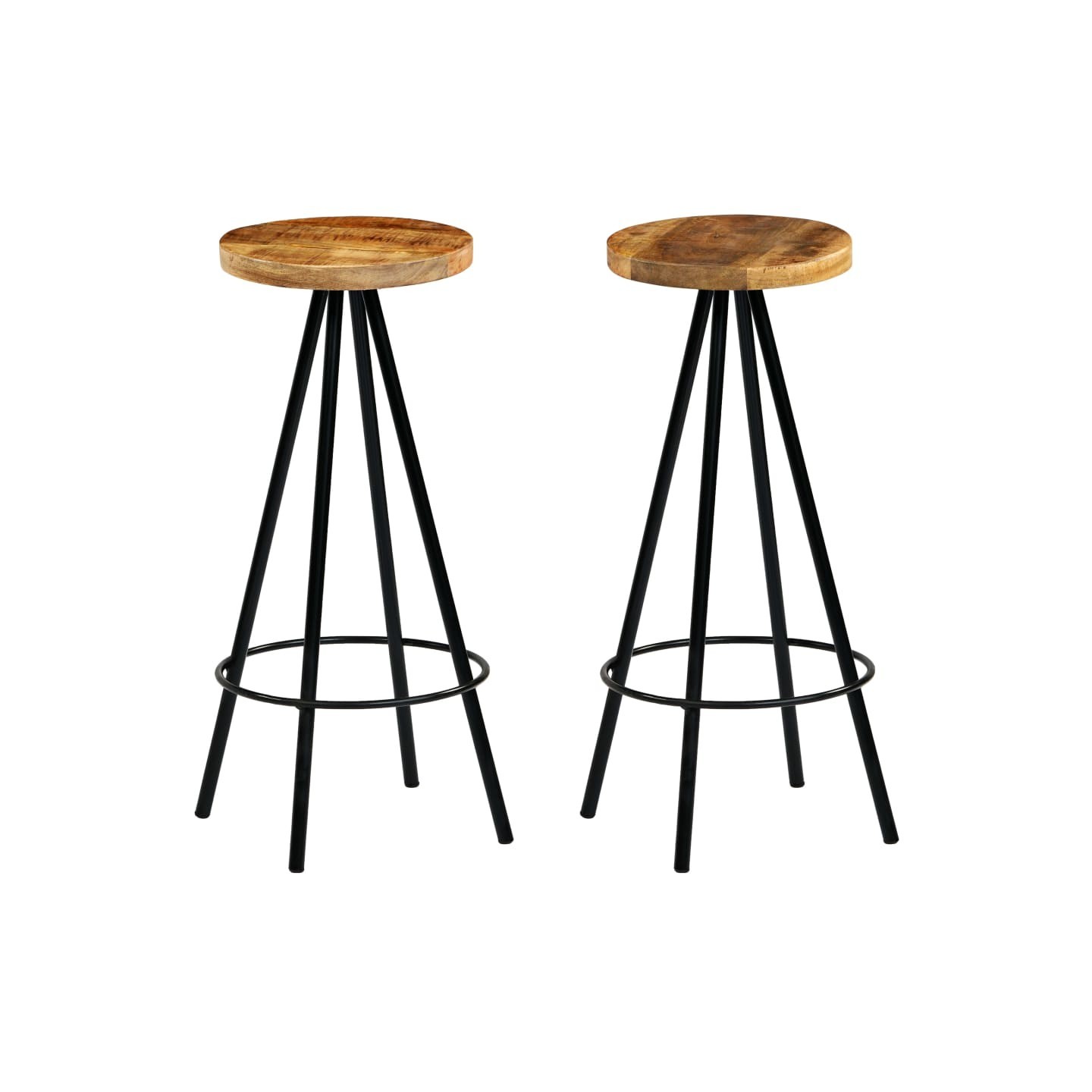 Chaises de bar lot de 2 bois de manguier solide